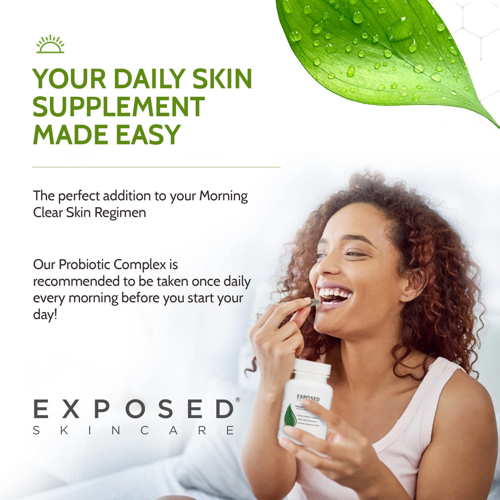 Exposed Skin Care, Probiotic Supplement Complex with 1 Billion CFU – Daily Probiotic for Skin, Gut and Immune Health Support – Digestive Wellness Formula for Men and Women – Non-GMO, 60 Capsules