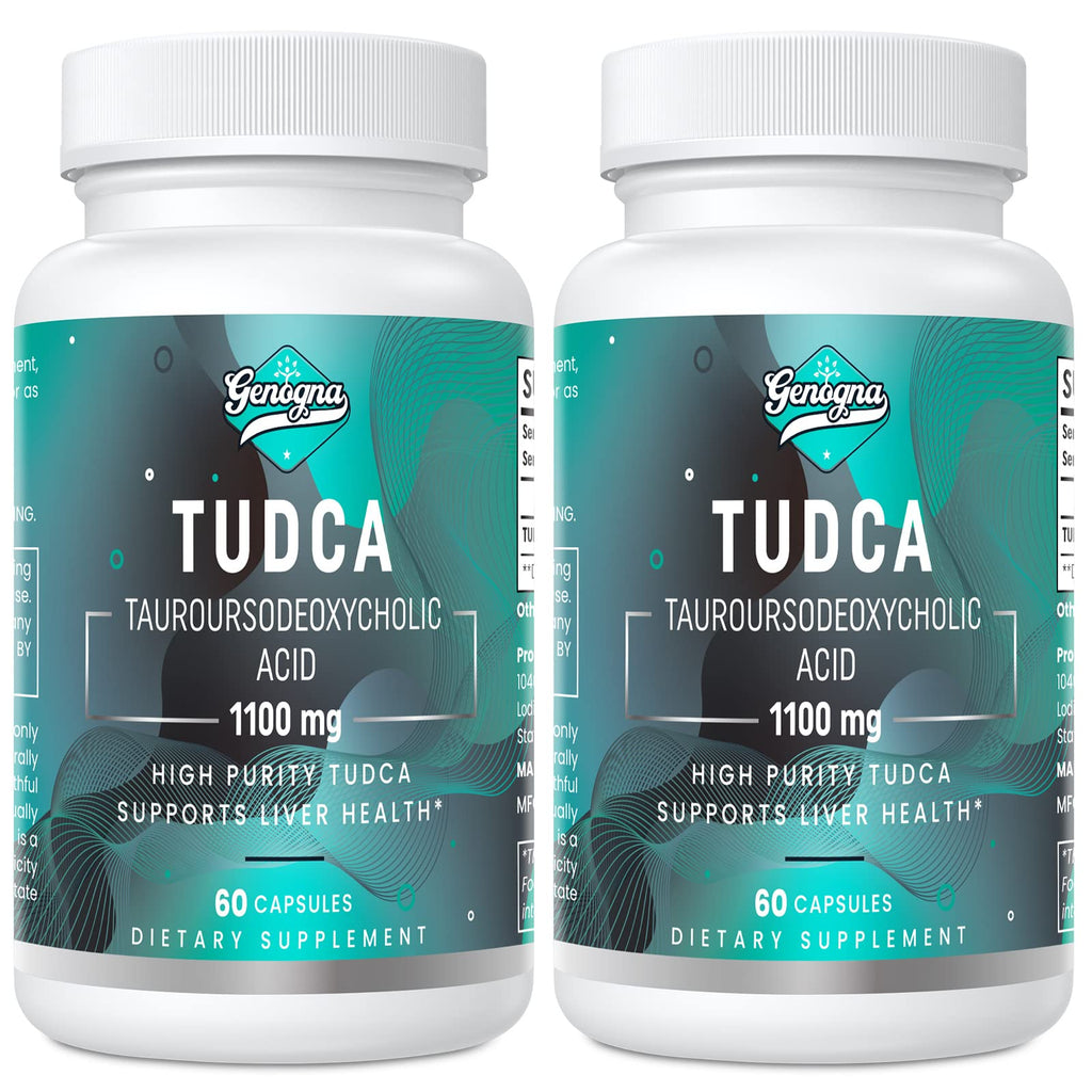 Genogna TUDCA 1100mg-Liver Support Supplement for Detox Cleanse, 2 Pack