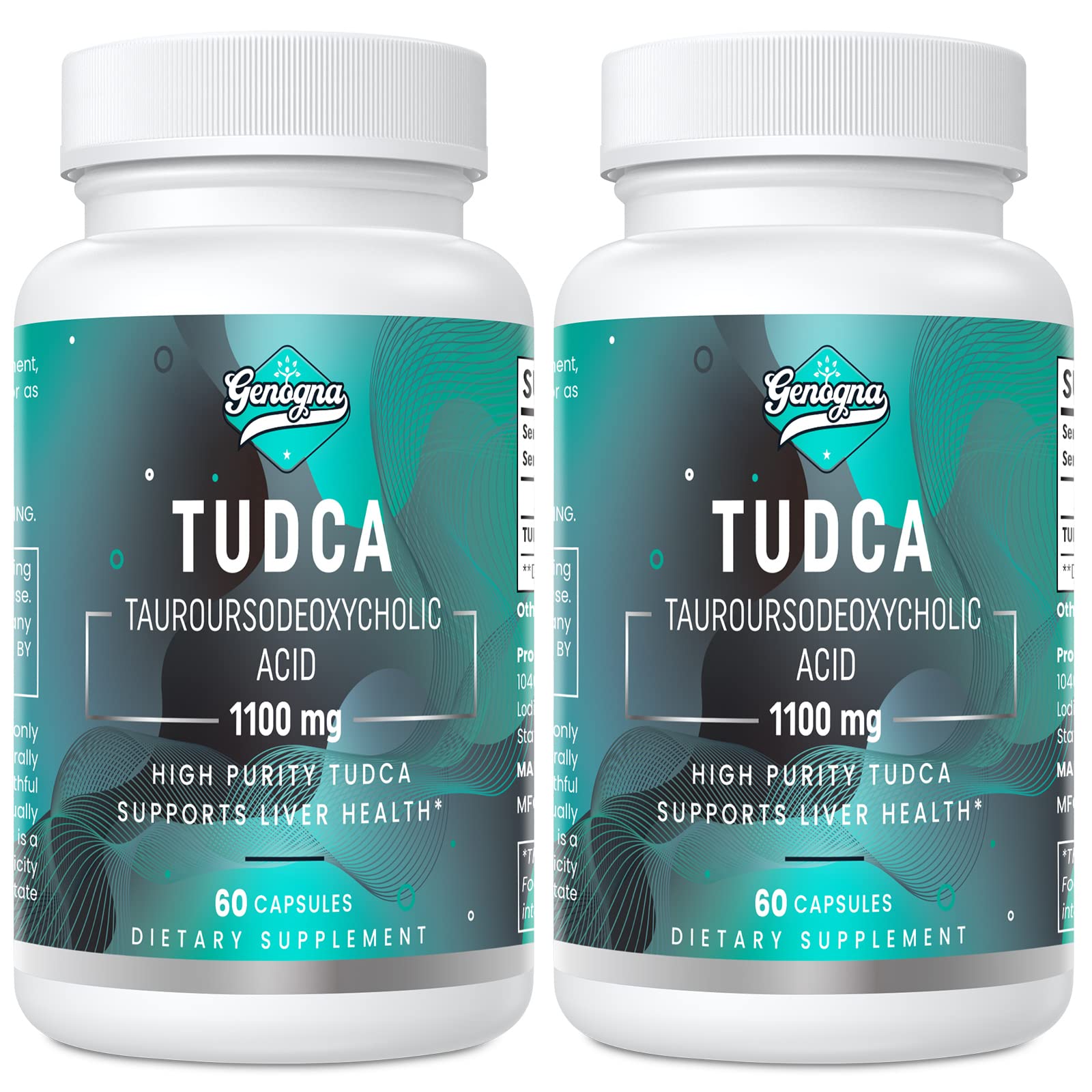 Genogna TUDCA 1100mg-Liver Support Supplement for Detox Cleanse, 2 Pack