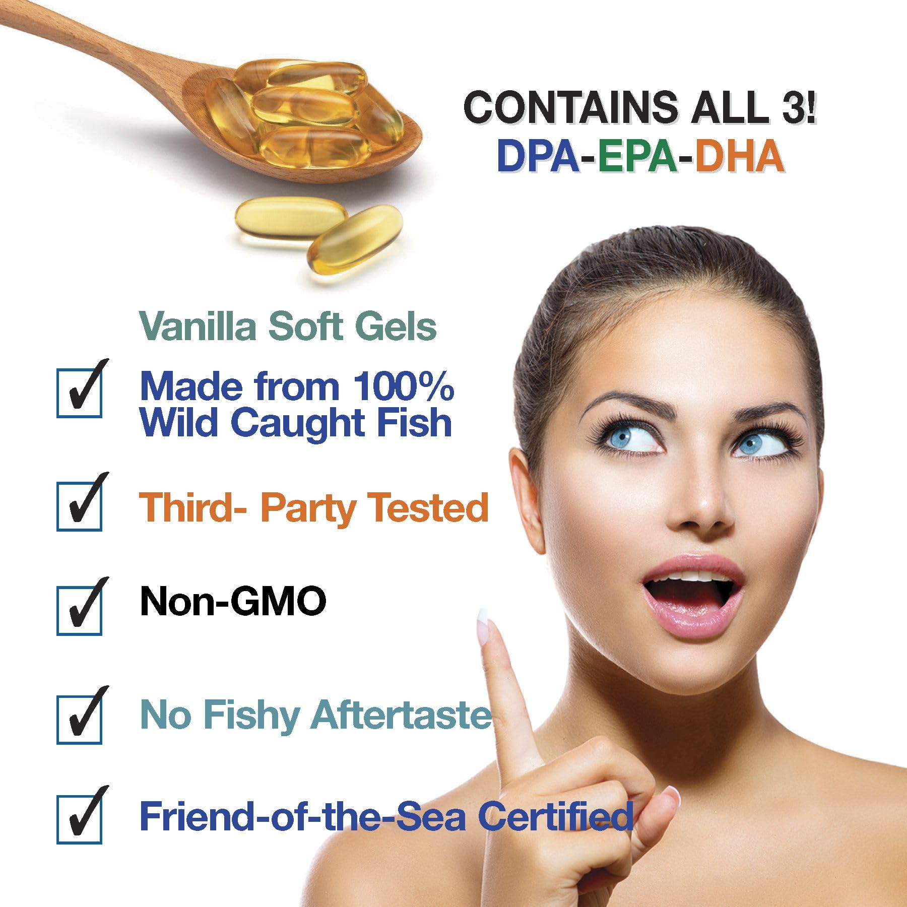 2 Pack, Wild Caught Omega 3 Fish Oil with DPA-EPA-DHA 2,900 MG Burpless
