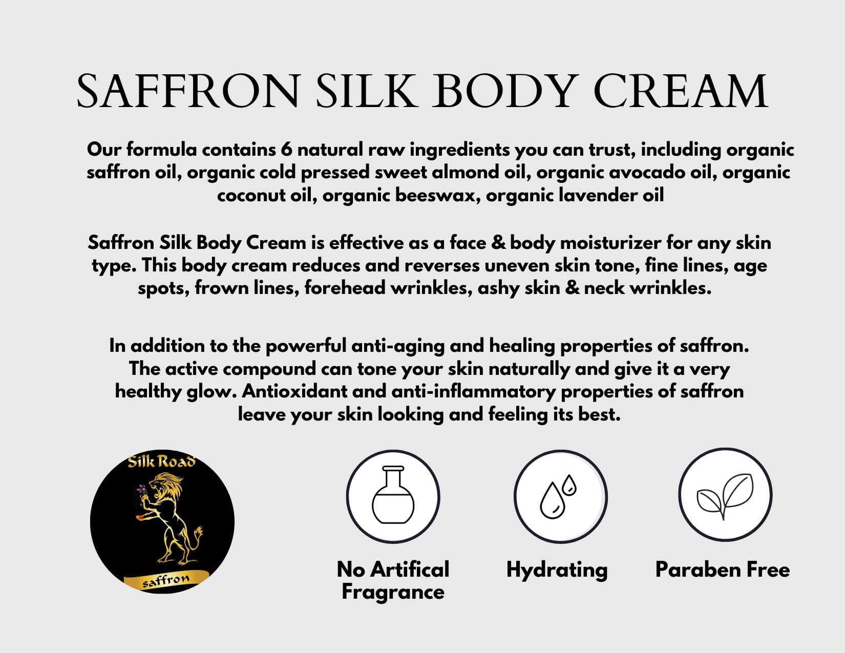 SAFFRON SILK BODY CREAM (60 gram / 2 oz)