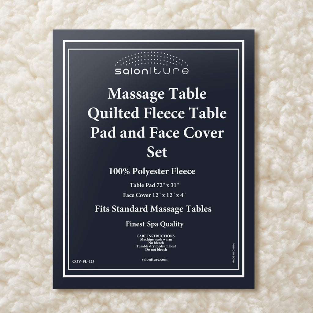 Saloniture Fleece Reversible Quilted Massage Table Pad & Face Cradle Set - Soft and Comfortable 1/2" Thick Facial Bed and Headrest Cover - Natural
