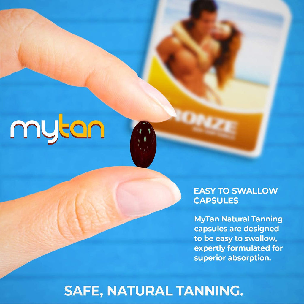 MyTan Bronze Tanning Pills | 100 Softgels | with Astaxanthin Lutein Lycopene and More | Over 7-Week Supply