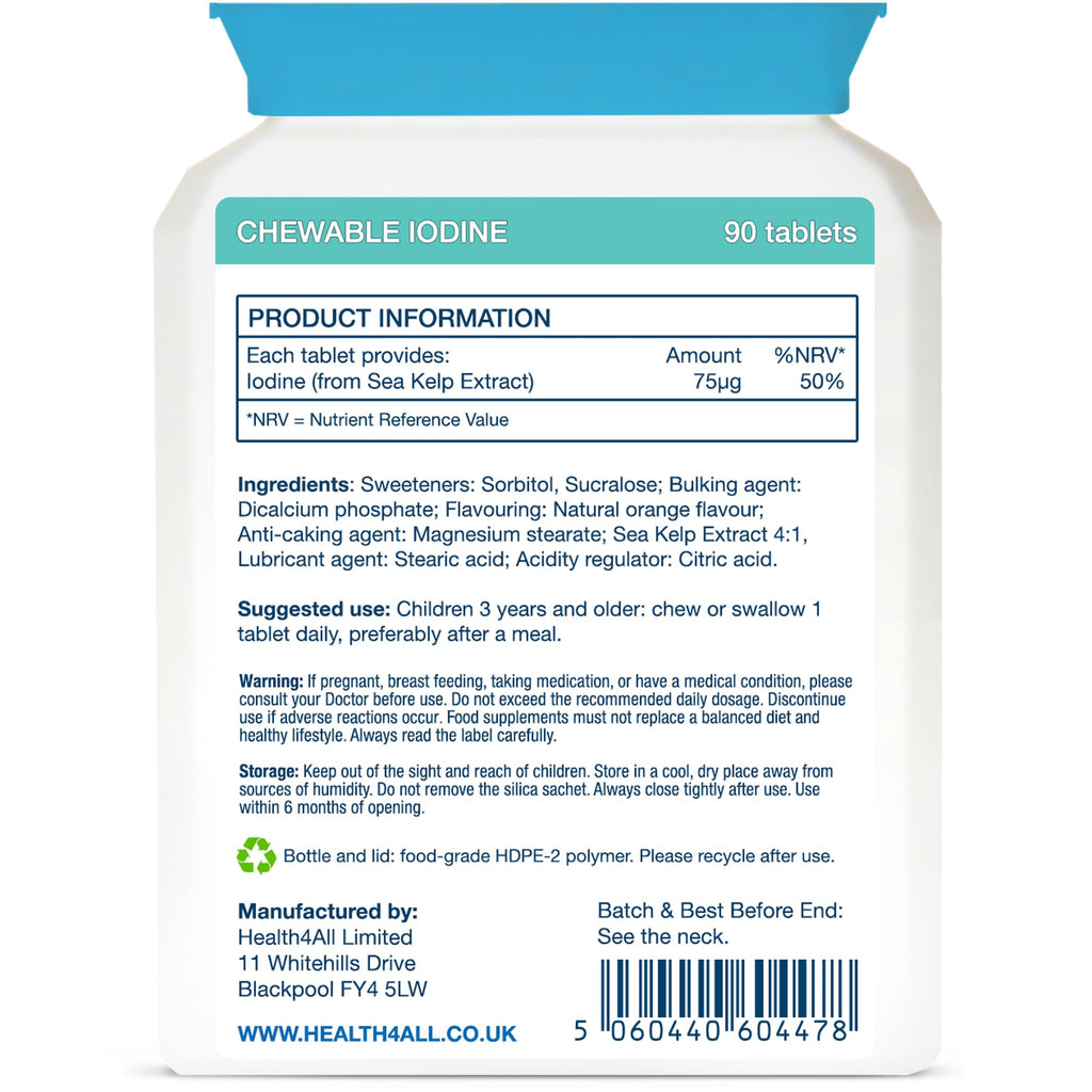 Kids Sea Kelp Iodine 75mcg 90 Chewable Tablets, Supports Learning & Growth