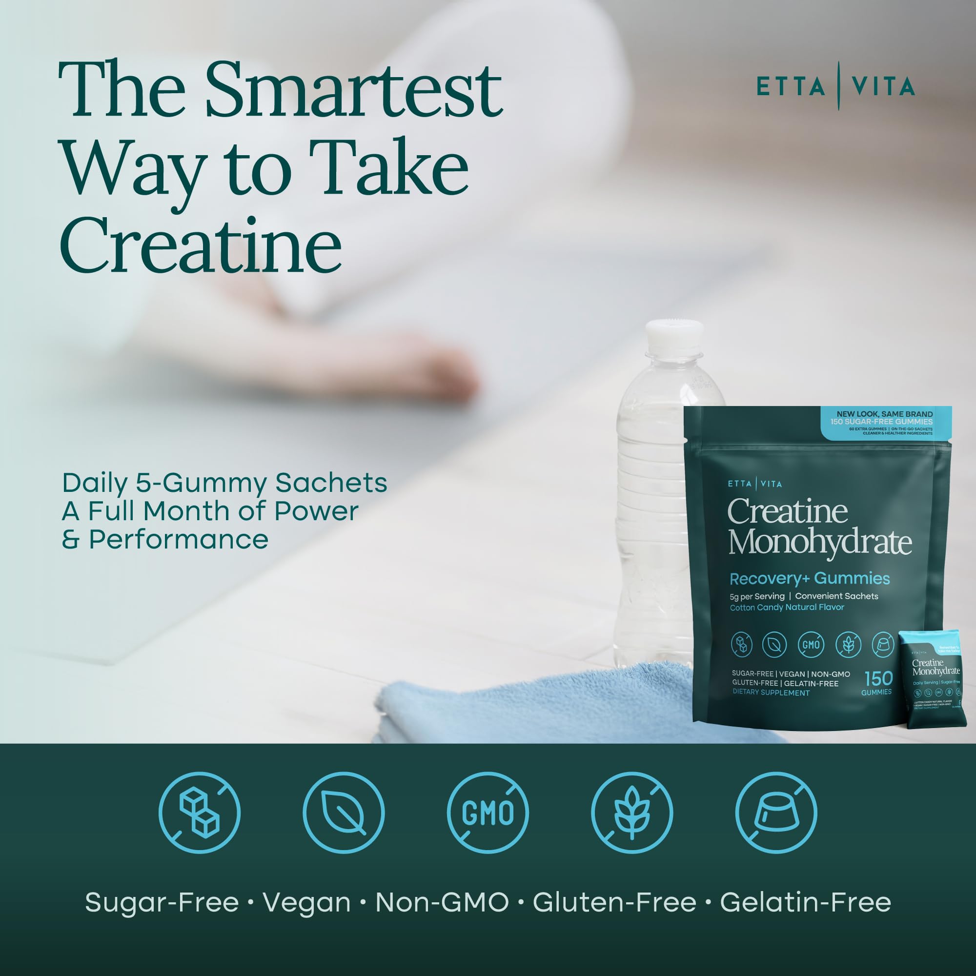 Sugar-Free Creatine Monohydrate Gummies (5g Per Packet) - Potent Creatine Gummies for Men & Women, Supplement for Muscle Support, Cognitive Function - Non-GMO, Gluten-Free, Mucuna Pruriens