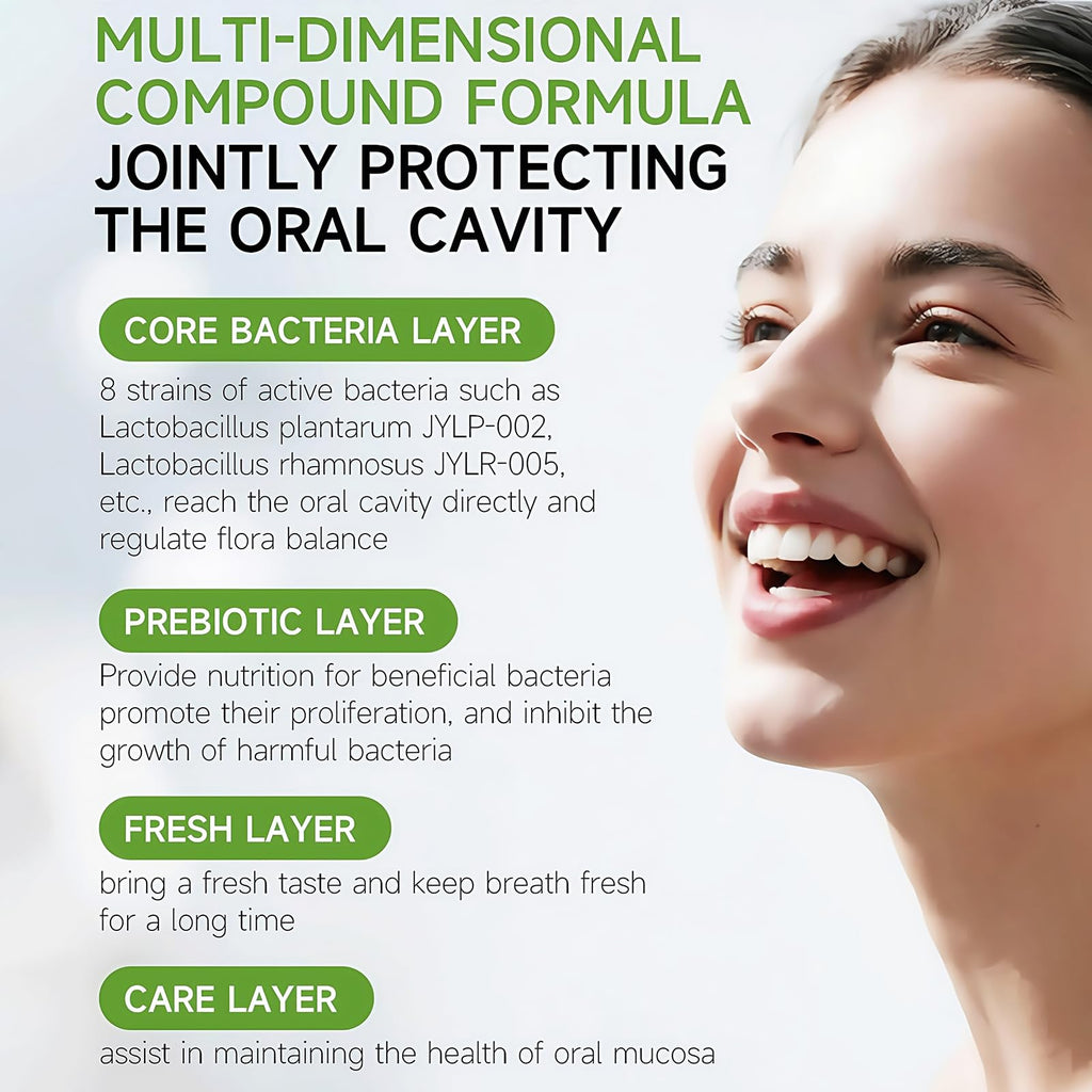 Oral Probiotics for Bad Breath Treatment, Gum Health probiotic and prebiotics, Oral Health Probiotics for Women and Men, Fresh Breath and Gut Health for Adults, Travel Probiotic 30 Packets