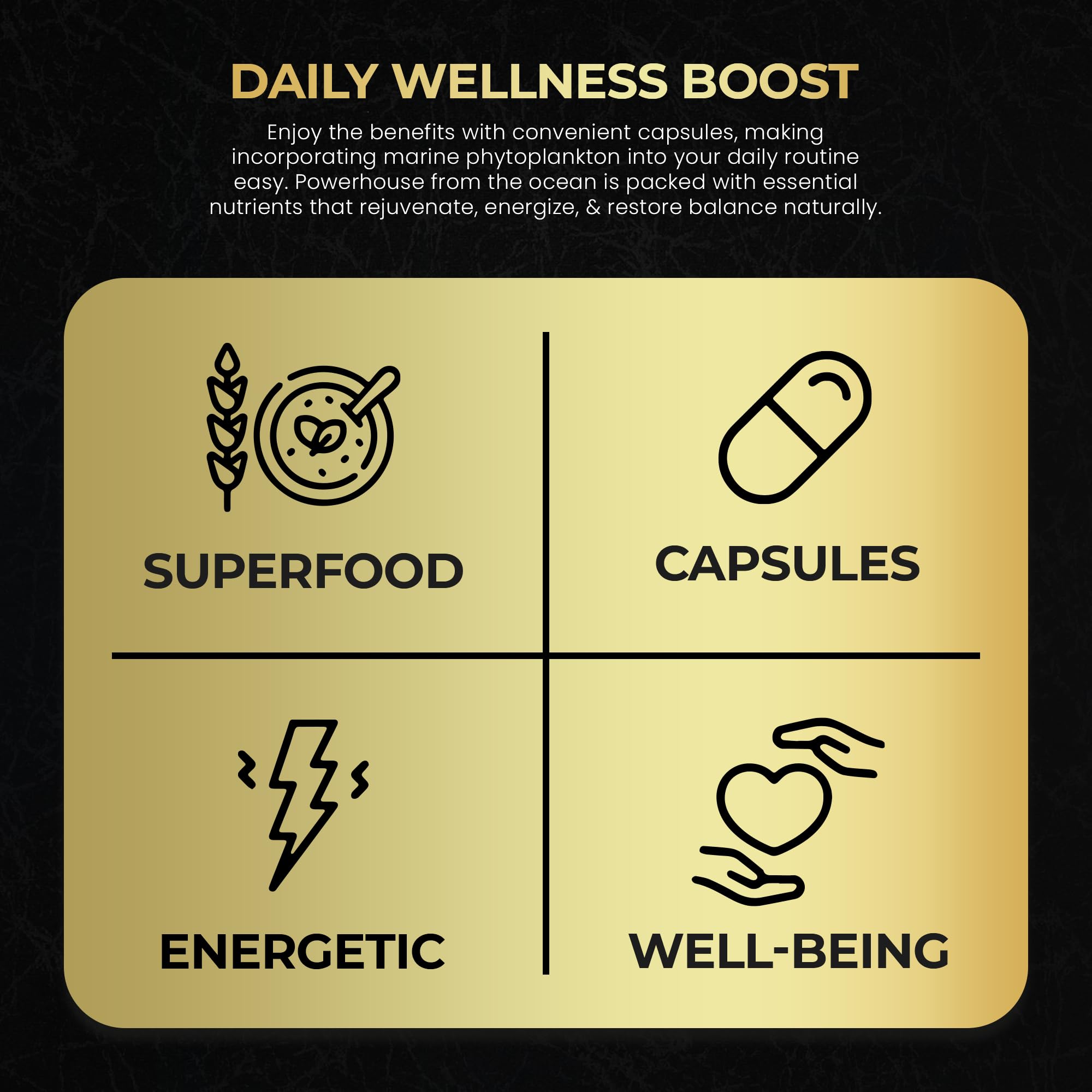 Mr Ros Marine Phytoplankton Capsules – 90 Vegan Capsules – Natural Energy, Immune, and Cognitive Support – Omega-3 Nannochloropsis gaditana Superfood, Non-GMO, Gluten Free