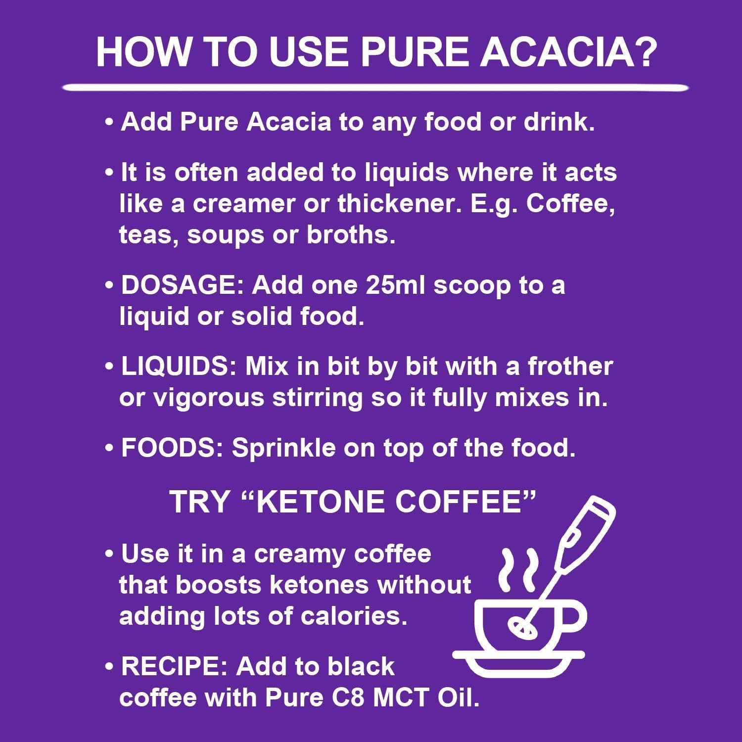 Pure Acacia Fibre | 0g Net Carb & Zero Calorie | Soluble Fibre | 500g Pouch