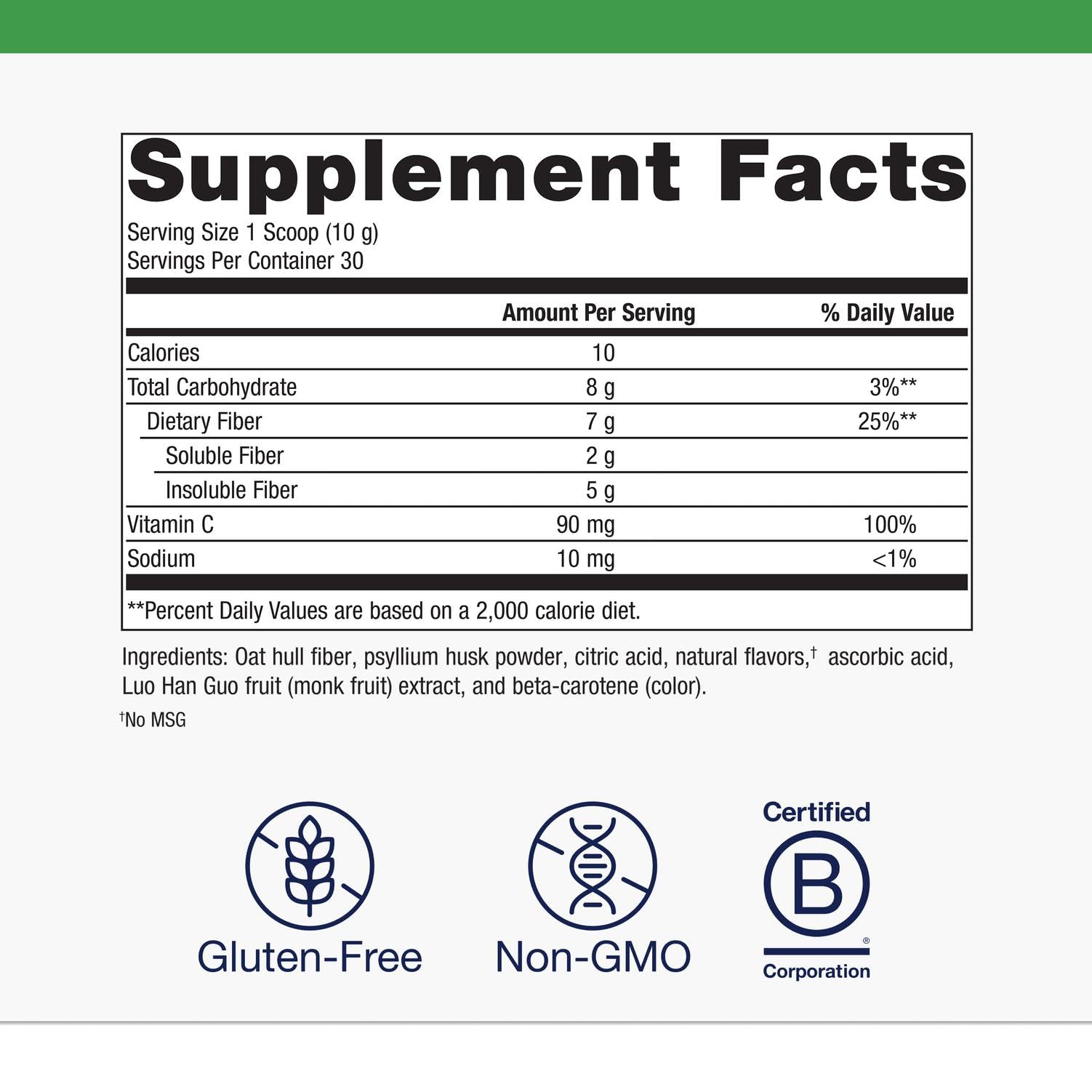 Metagenics Herbulk Fiber Powder - 7g Soluble & Insoluble Fiber with Psyllium Husk, Acacia & Chicory - Supports Gut, Bowel Regularity & Immune Health* - Non-GMO, Gluten-Free, Vegan - Orange Flavor