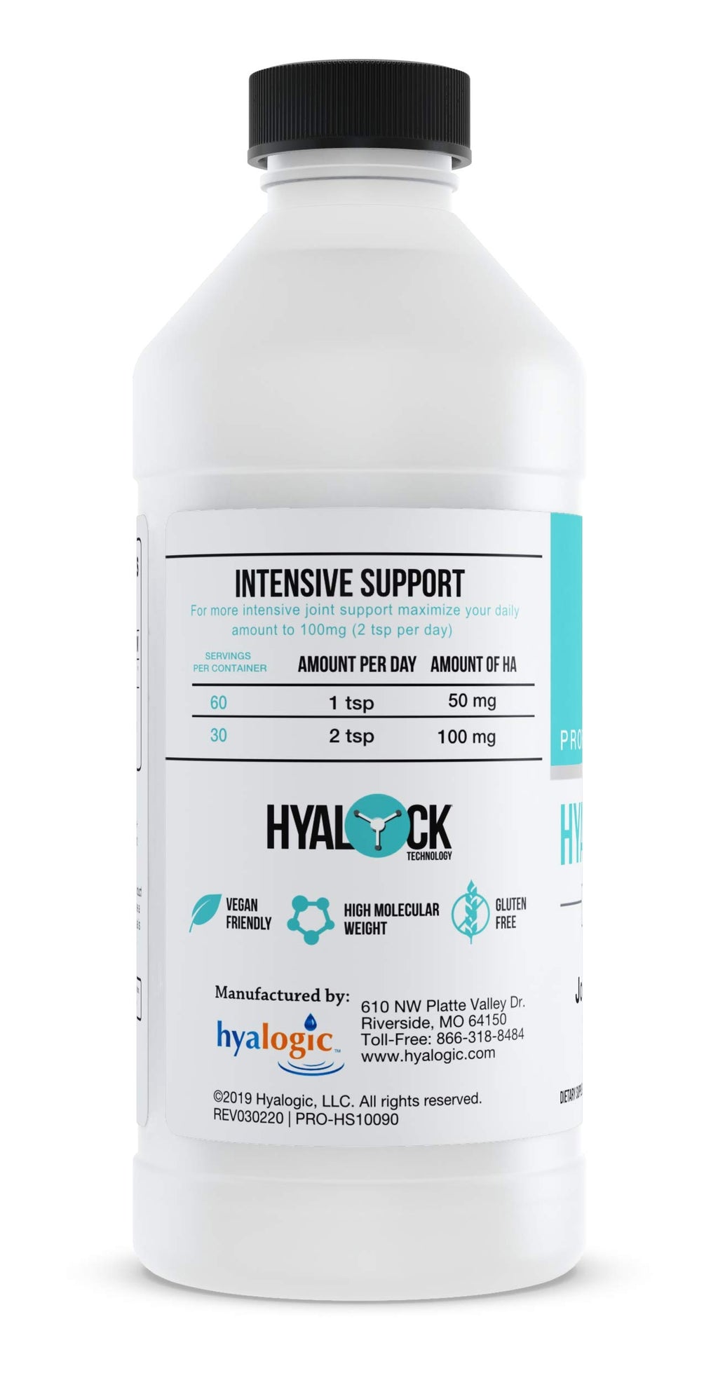 Hyalogic Hyaluronic Acid Liquid Supplement - 50mg High Molecular Weight Hyaluronic Acid for Joints, Advanced Joint Support, Vegan Oral Hydration Formula, 10 oz