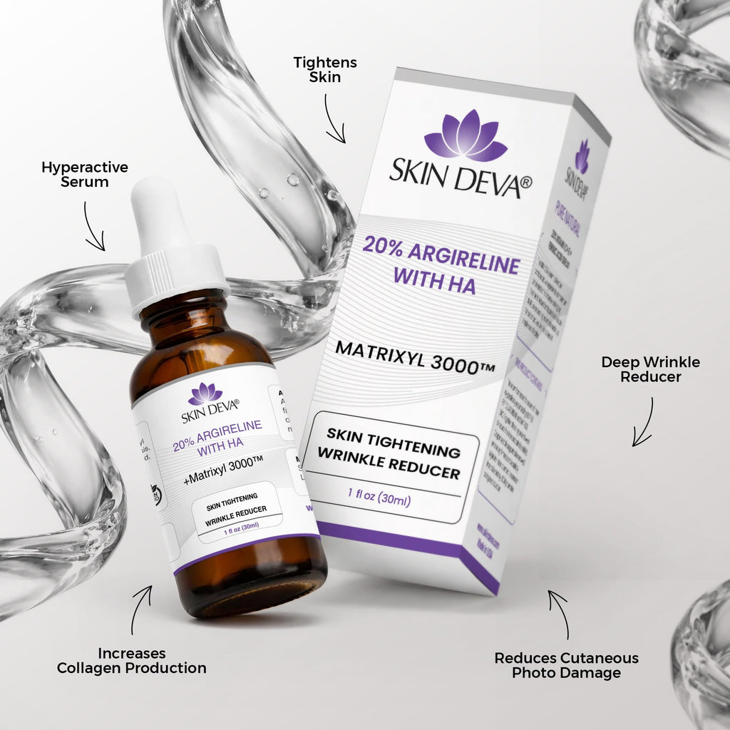 SKIN DEVA 20% Argireline Serum with Matrixyl 3000 Pure Hyaluronic Acid Serum For Face Deep Wrinkle Reducer Anti Aging Tones Skin and Stimulates Collagen Peptides Serum For Face