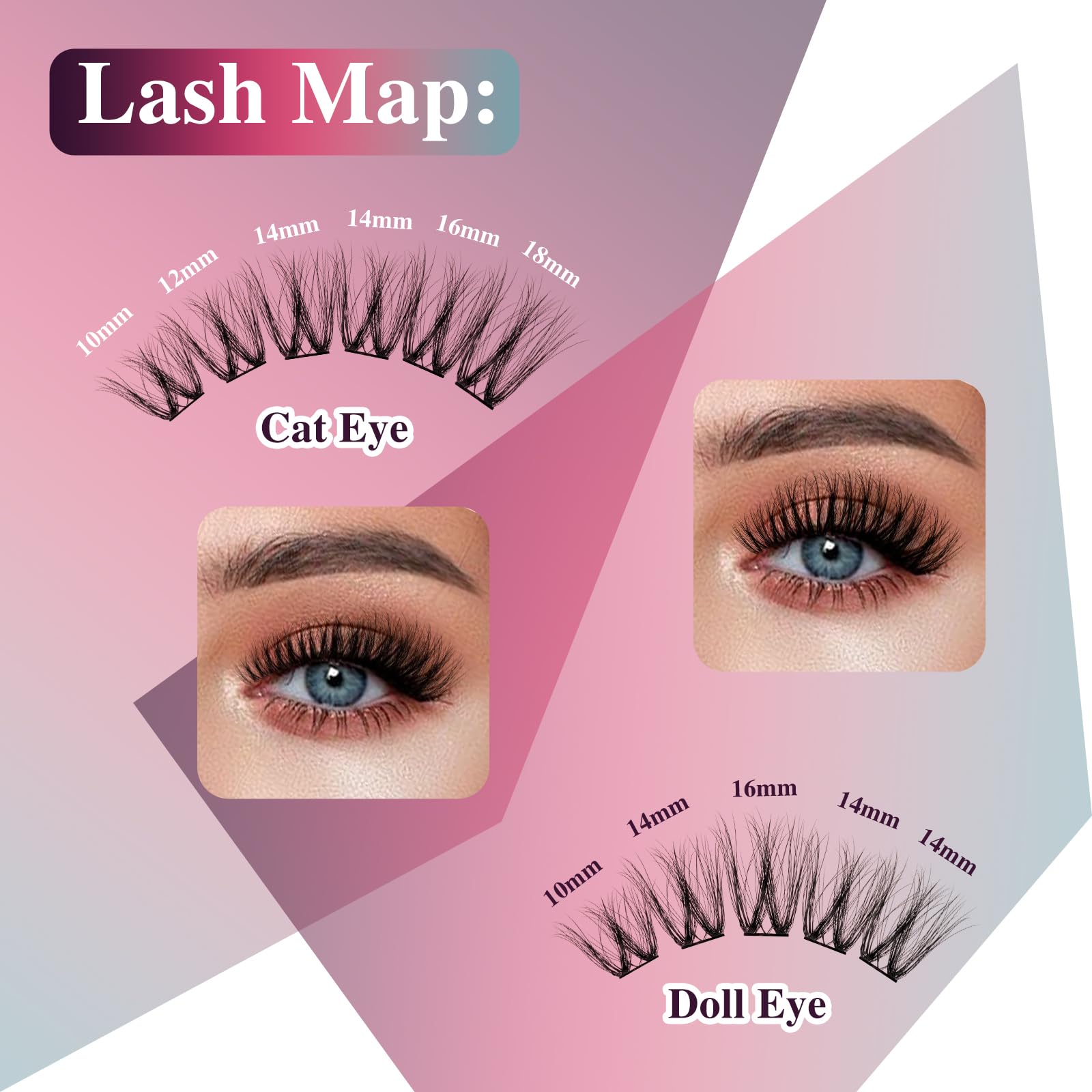 MayHug 3D Wispy Cluster Lashes Kit - Waterproof Lash Clusters 8-18MM C Curl Lashes - 144Pcs Individual Eyelashes Kit with Remover, Bond and Seal (Prism, 4 In 1)