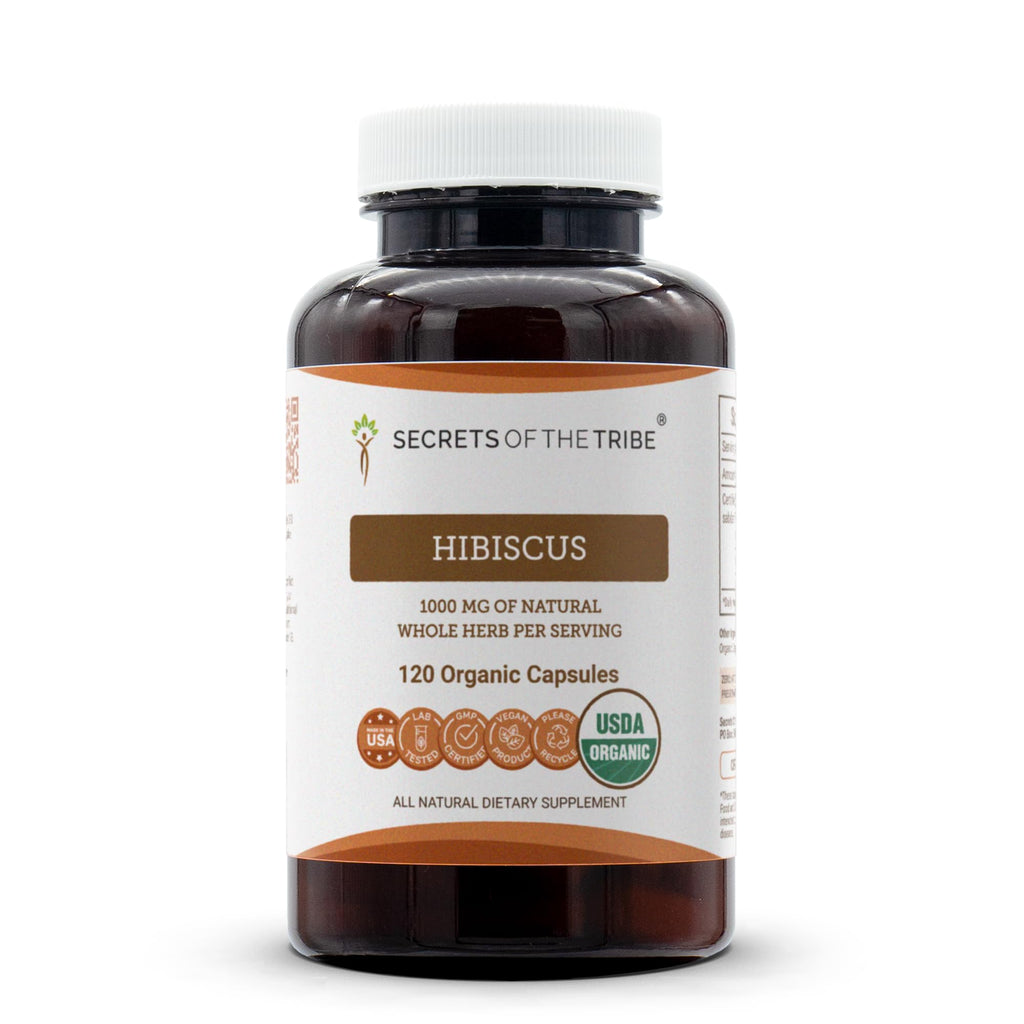 Secrets of the Tribe Hibiscus USDA Organic | Made with Vegetarian Capsules and Certified Organic Hibiscus Sabdariffa Dried Flower (120 Capsules)