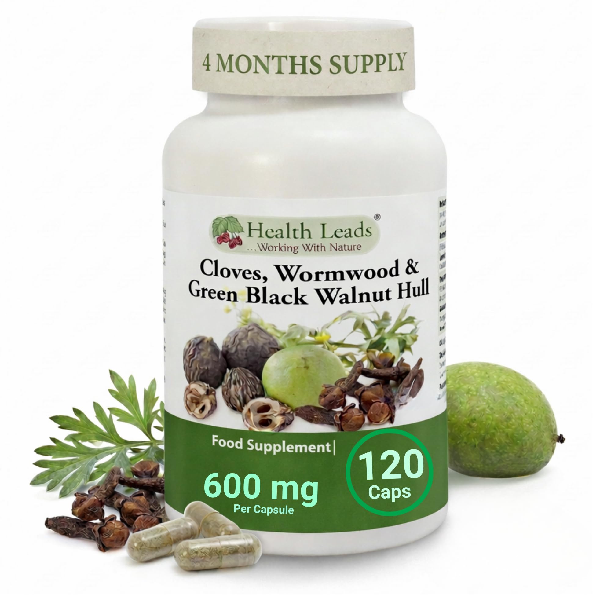 Health Leads Wormwood Black Walnut & Clove 600mg, 120 Caps