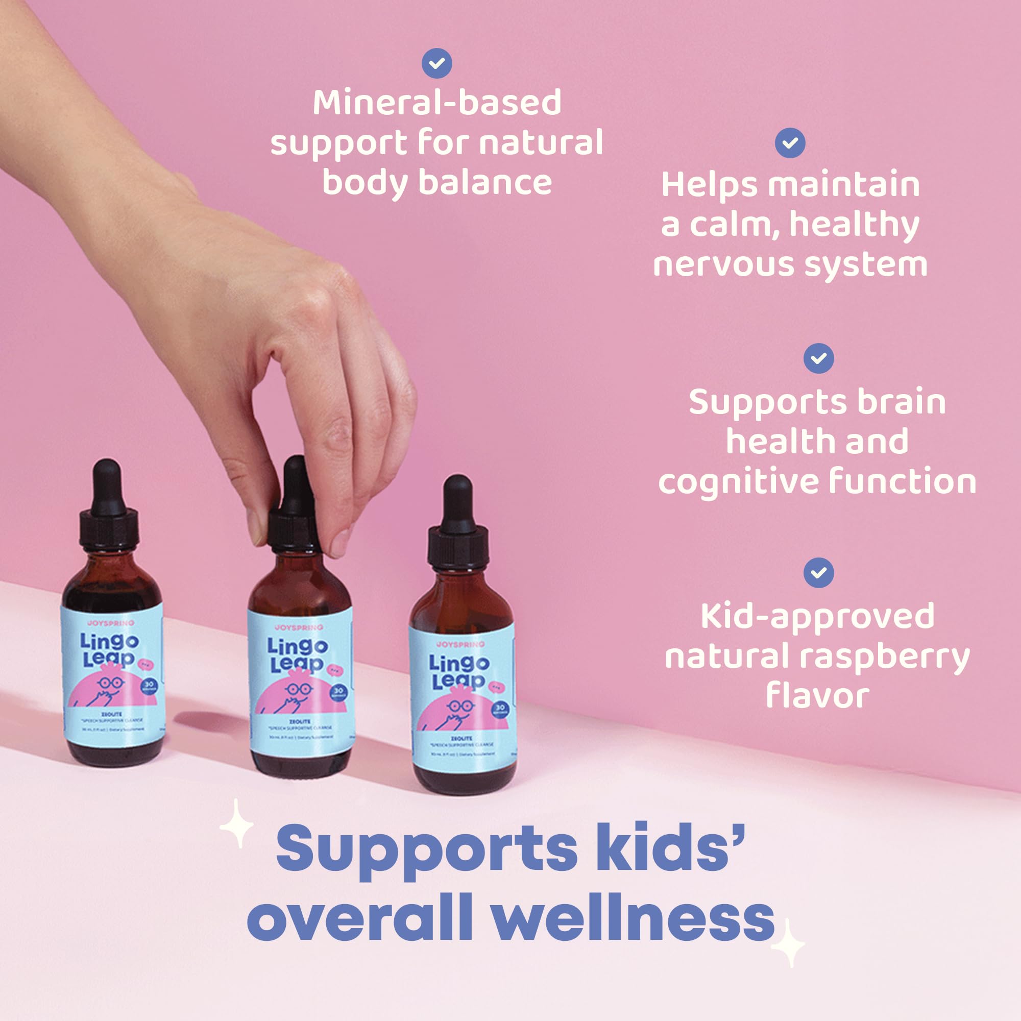 JoySpring LingoLeap – Liquid Kids Formula with Zeolite Clinoptilolite, Methylated B12 & Vitamin D3 | Gentle Daily Support for Kids’ Wellness | Ages 3+ | (1fl oz) 30 Servings