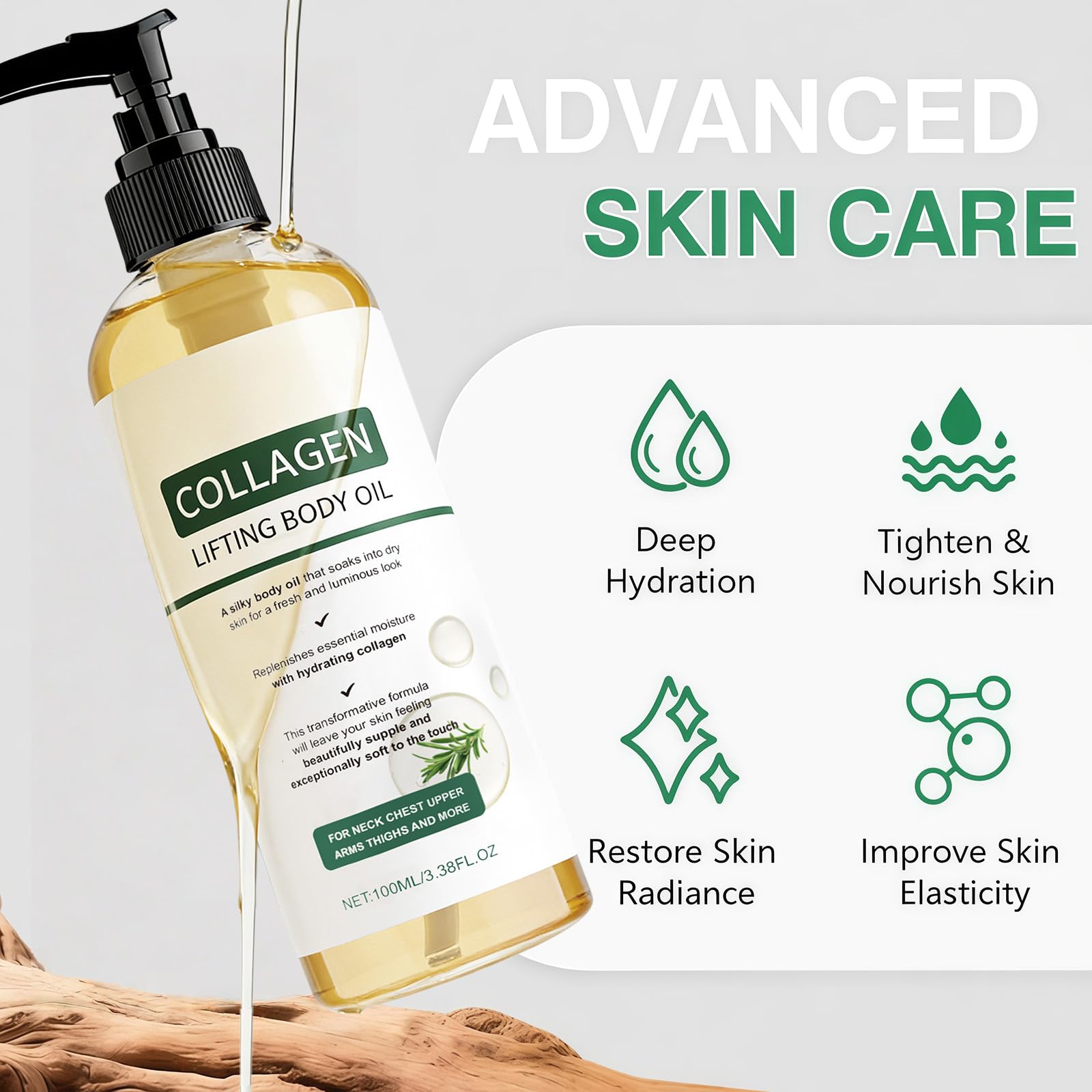 2PCS Collagen Body Oil Set - Firming, Moisturizing, and Nourishing Massage Oil for Skin Care