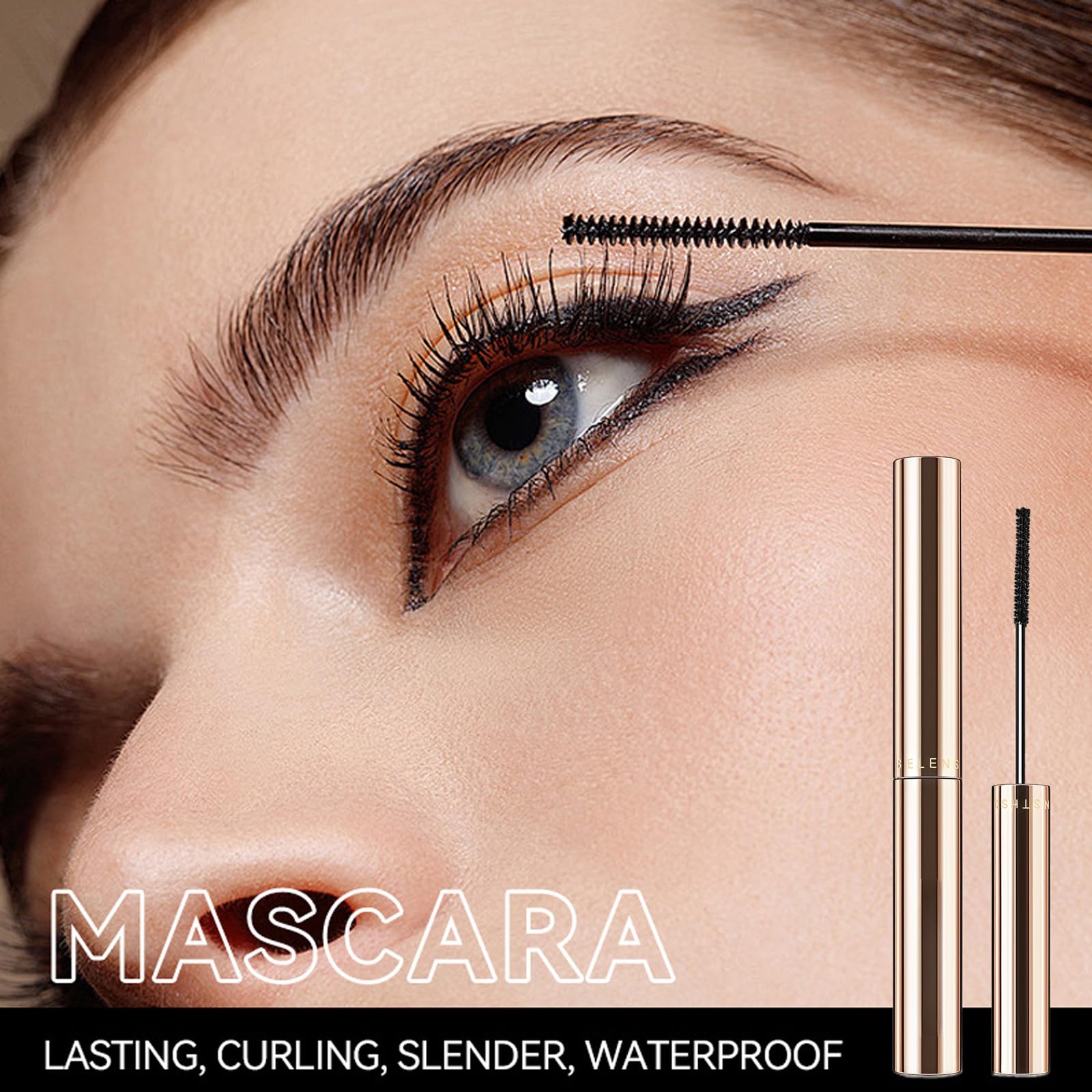 Black Mascara for Older Women 60 Plus - Telescopic Mascara Waterproof Specially Designed for Mature Women, Smudge-proof, Ultra-Precise Slim Adjustable Brush to Any Angle, Smudge-proof,No Clumps