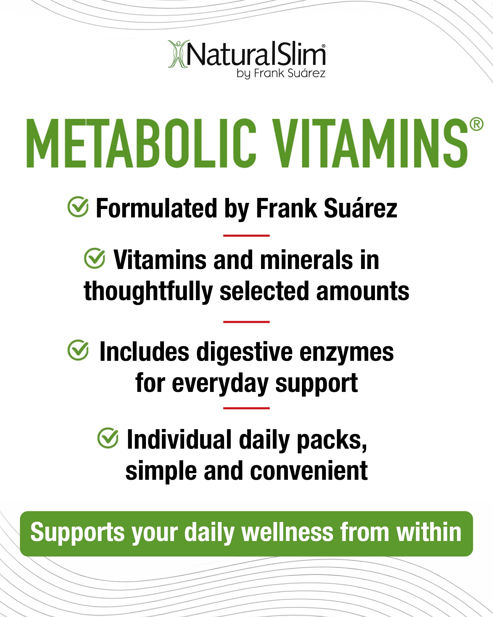 NaturalSlim Metabolic Vitamins, Multivitamin for Women & Men, Supports Energy, Metabolism & Nutrient Absorption with Digestive Enzymes, B-Complex & Niacin – 1 Pack