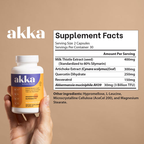 AKKA - Akkermansia Probiotic Liver Cleanse Detox & Repair - Liver Health Supplement for Energy, Digestion & Metabolism with Akkermansia Muciniphila (AKKA Superbiotics), Non-GMO, Gluten-Free, 60 Caps