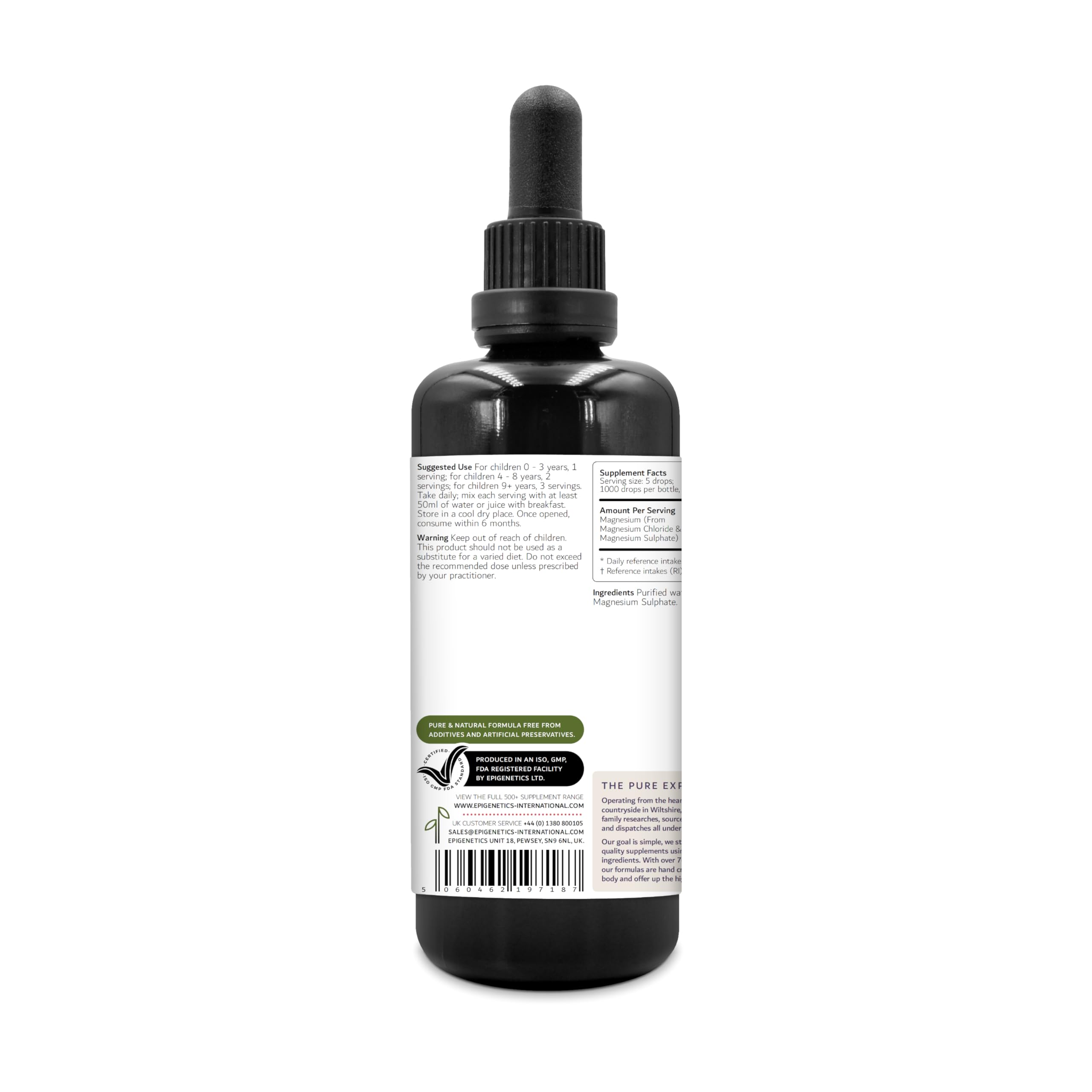 Magnesium for Children 50ml | from Birth Magnesium Mix Supplement 0-11 Years | Newborns Baby Kids Sugar Free UK Made Vegan Mini Liquid | 5 Drops Daily