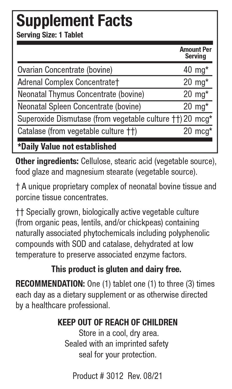 BIOTICS RESEARCH Cytozyme F Female Support Formula, Supports Endocrine Function, Glandular Health, Women’s Health, Potent Antioxidant Activity, SOD, Catalase. 60 Tablets