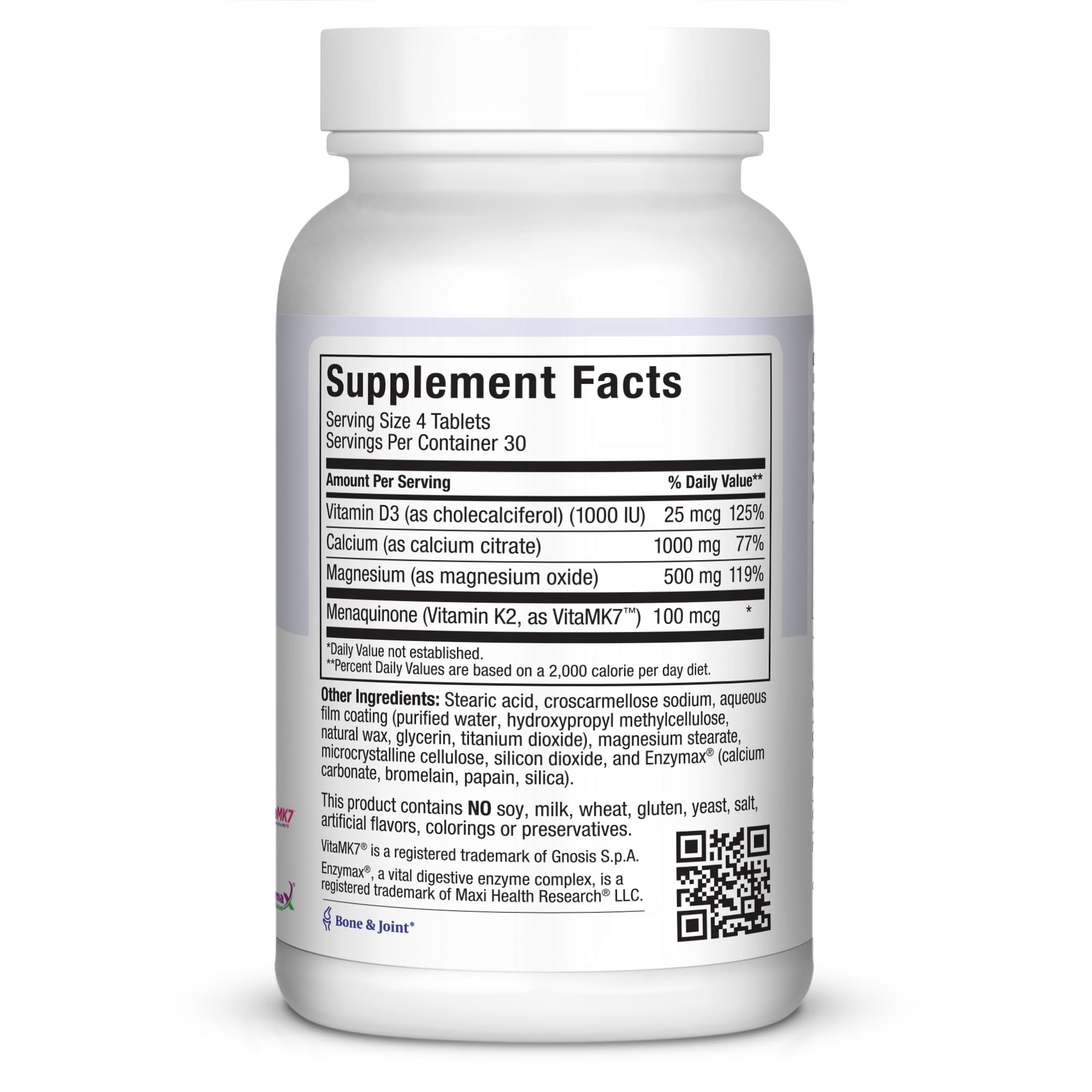 4-in-1 Calcium 1000mg with Vitamin D3 - Calcium Supplement for Women and Men with Vitamin K2 D3 1000 IU - Extra Strength Calcium Citrate for Bone and Heart Support (120ct)