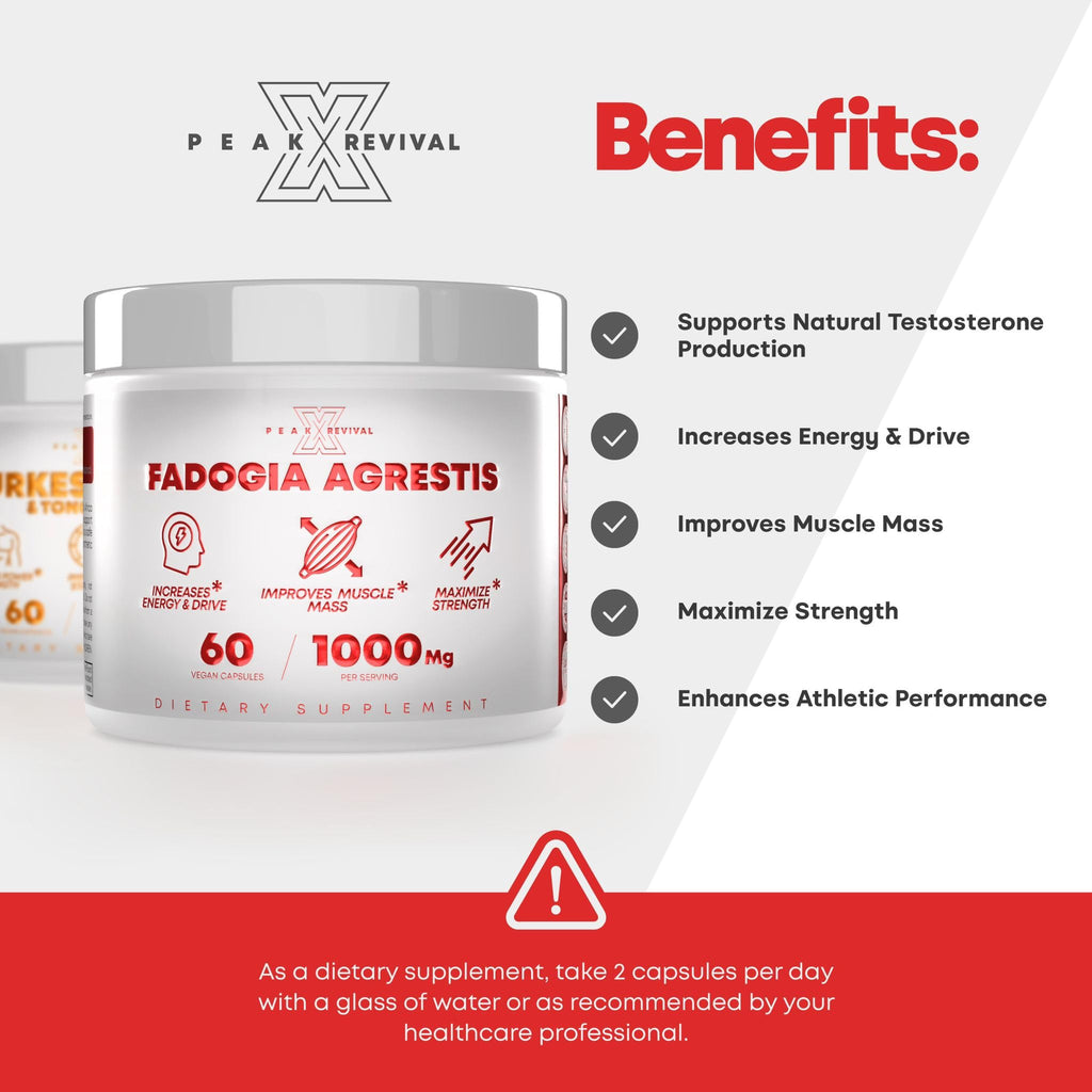 Testosterone Booster for Men with Fadogia Agrestis 1000mg Per Serving - Improve Natural Testosterone production, Increase Energy and Muscle Growth - Testosterone Supplement for Men (60 Capsules)