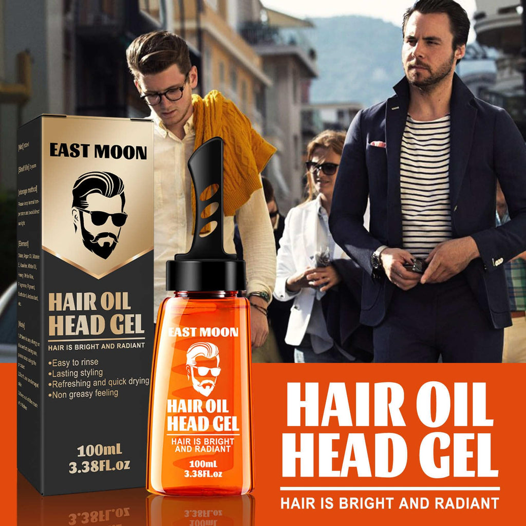2 in 1 Hair Wax Gel with Comb, Long-Lasting Fluffy Fast Build Hair Oil Head Gel 100ml