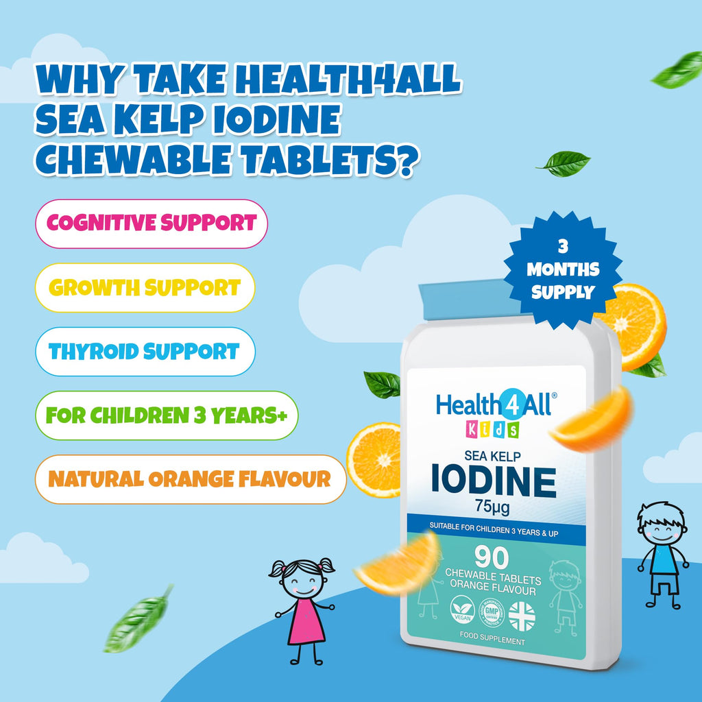 Kids Sea Kelp Iodine 75mcg 90 Chewable Tablets, Supports Learning & Growth