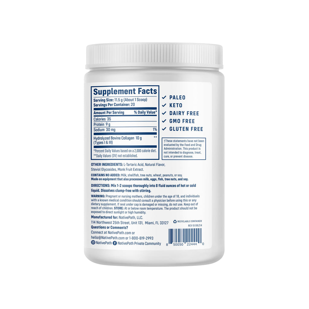 NativePath Collagen Peptides, Wild Berry, Grass-Fed, 20 Servings
