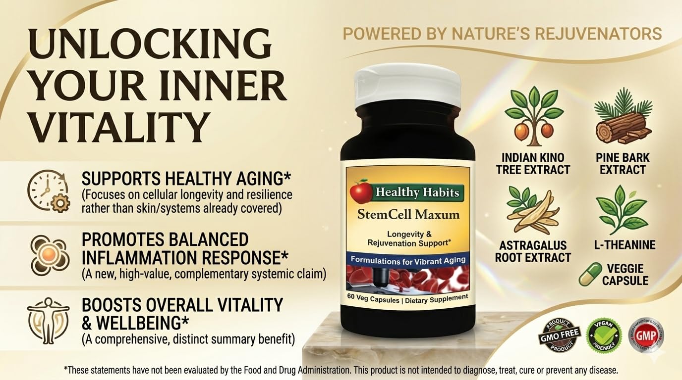 Healthy Habits StemCell Maxum - Plant-Based Support Supplement, 60 Veg Caps