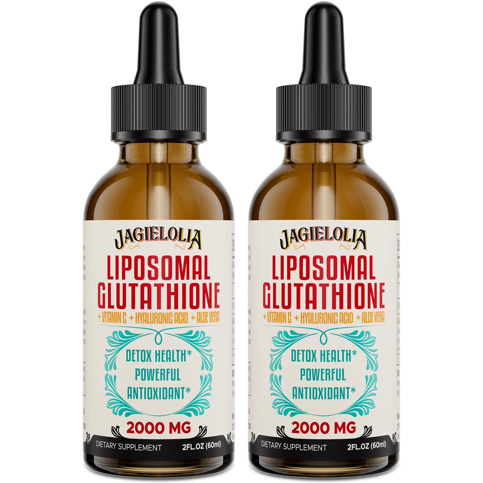 Jagielolia 2000MG Liposomal Glutathione Liquid, Made in The USA, Reduced Glutathione Supplement, Enhanced Absorption, Non-GMO, Powerful Antioxidant for Immune System, Energy, Aging Defense, 4 Floz