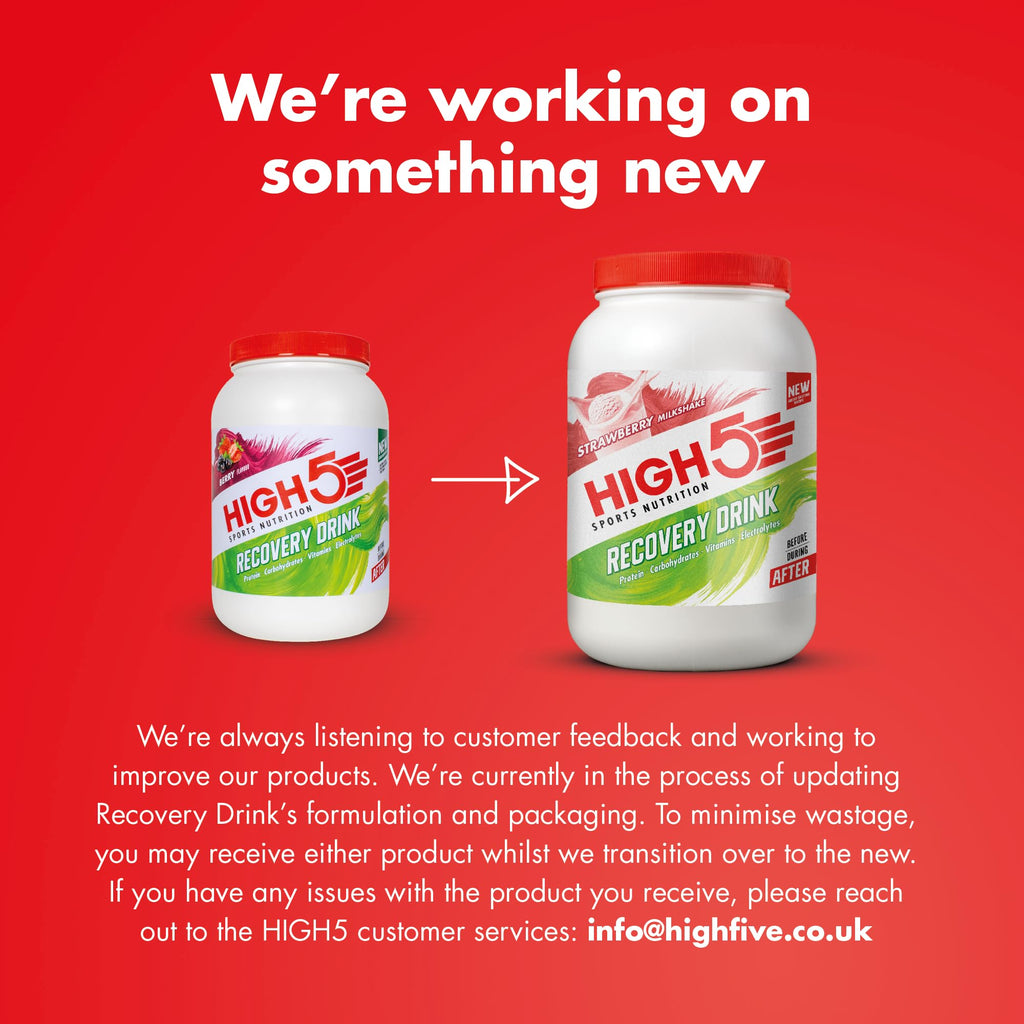 HIGH5 Recovery Drink - Carbohydrate and Whey Protein Powder (20g) for Muscle Recovery with Electrolytes Powder - Fast-Absorbing Post Workout Shake (Strawberry Milkshake, 450g - 9 Servings)