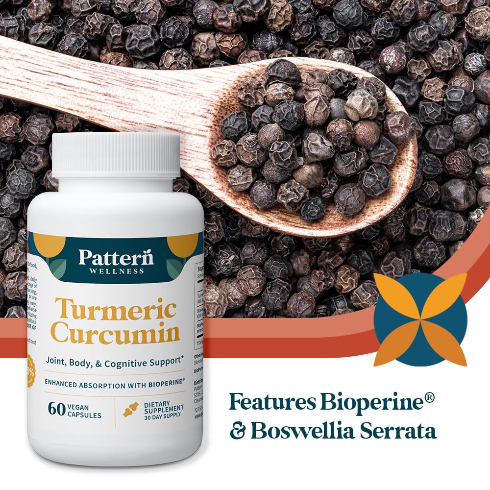 Pattern Wellness Turmeric Curcumin Supplement – 60 Capsules