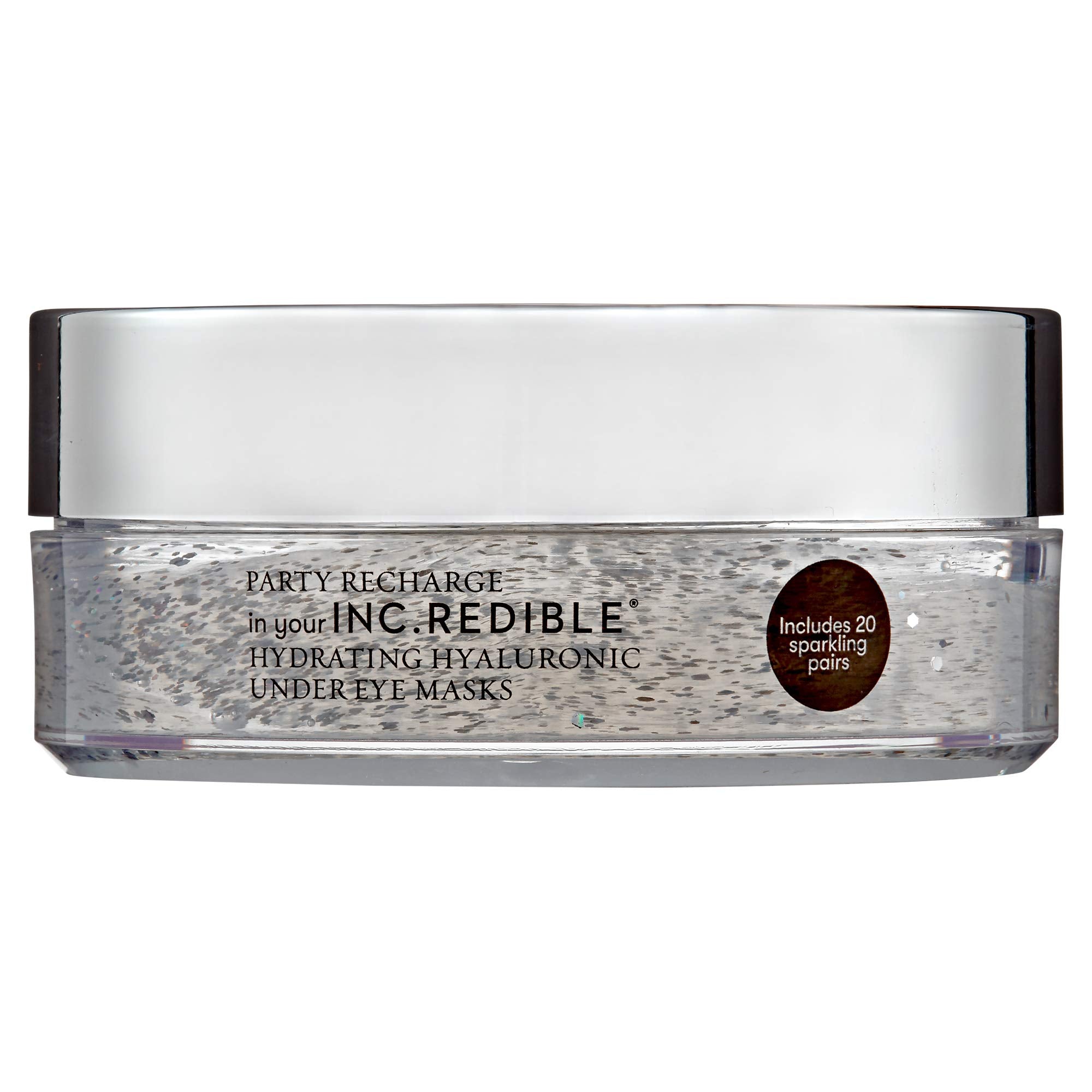 INC.redible Party Recharge Under Eye Masks, Hydrogel Patches Enriched with Hyaluronic Acid, Niacinamide and Cooling Crystal Extract to Soothe and Brighten Under Eye Area, Cruelty Free, Vegan, 20 Pair