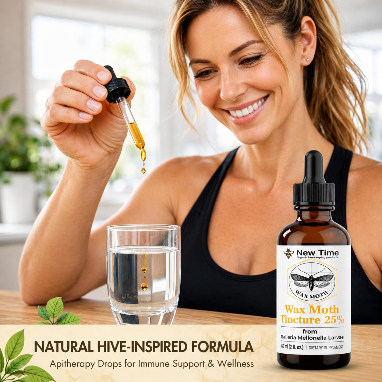 2-Pack Wax Moth Larvae Tincture – 25% Galleria mellonella Extract | 120 ml Total (2 x 60 ml) Ognevka Liquid Bee Supplement for Respiratory Wellness & Immune Support