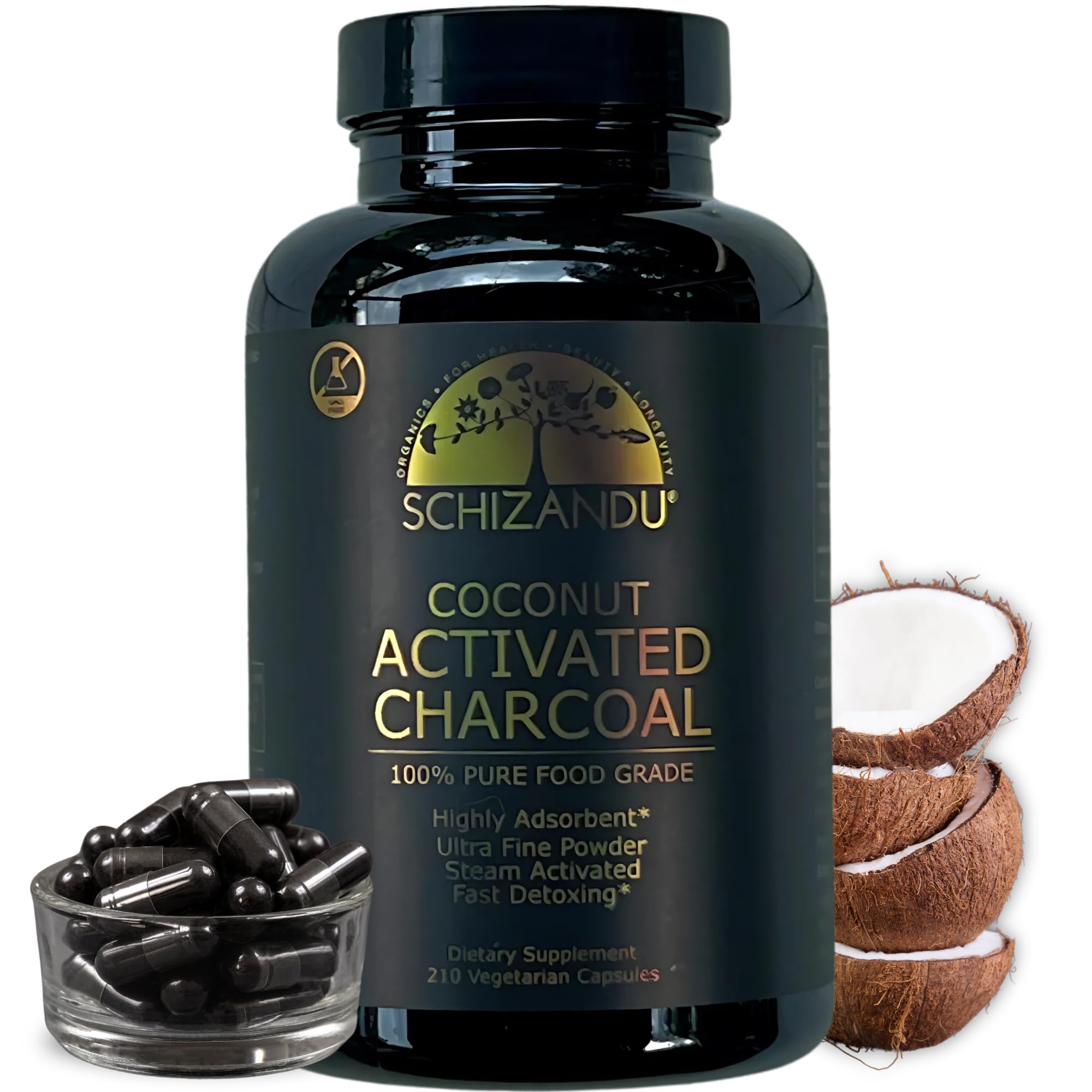 Activated Charcoal Powder, Food Grade Detox, Non GMO Veggie Capsules, for Detoxification,Teeth Whitening, Digestive System,to Prevent Hangover,Vegan,Free Bonus eBook Guide