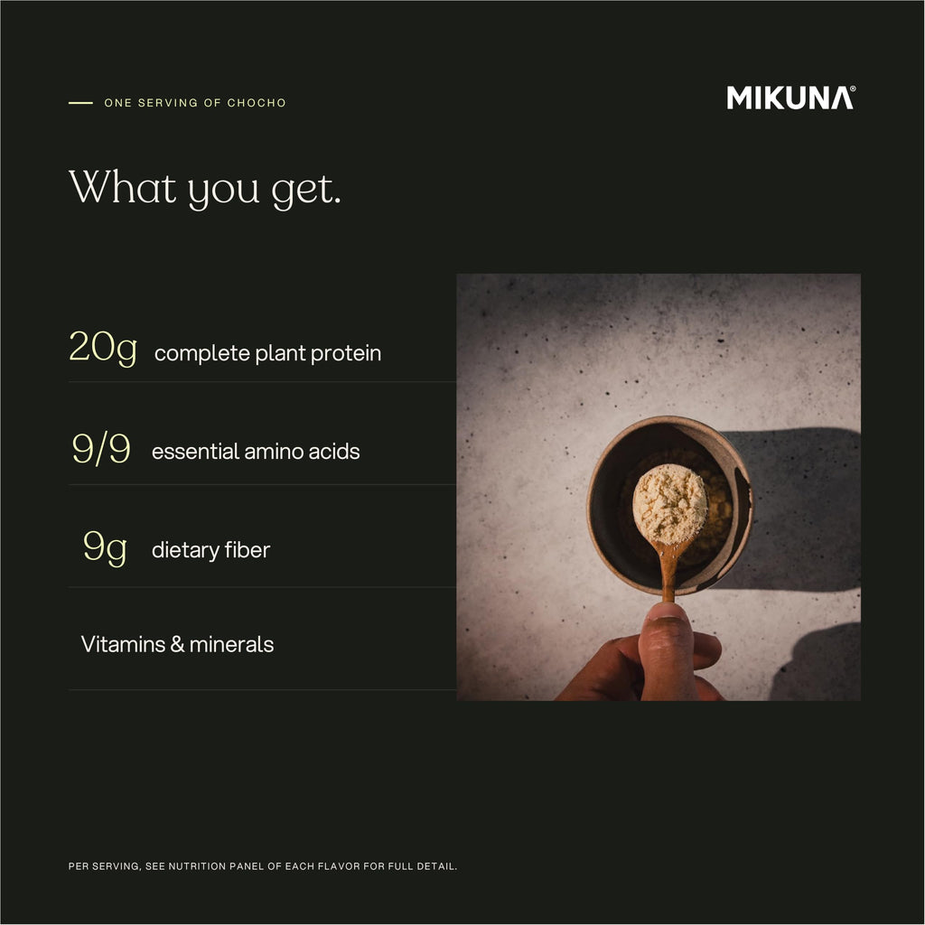 Mikuna Chocho Plant Protein Powder, Vanilla - 20g Protein, 8g Fiber - Third-Party Tested, Vegan, Lectin Free - 15 Servings