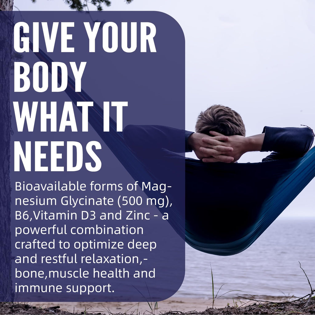 Magnesium Glycinate 500mg/250mg for Adults Teens - Plus D3,B6 & Zinc - Magnesium Glycinate Gummies,High Absorption - Support for Relaxation,Brain,Bone & Immunity Health - Sugar Free - 120Cts