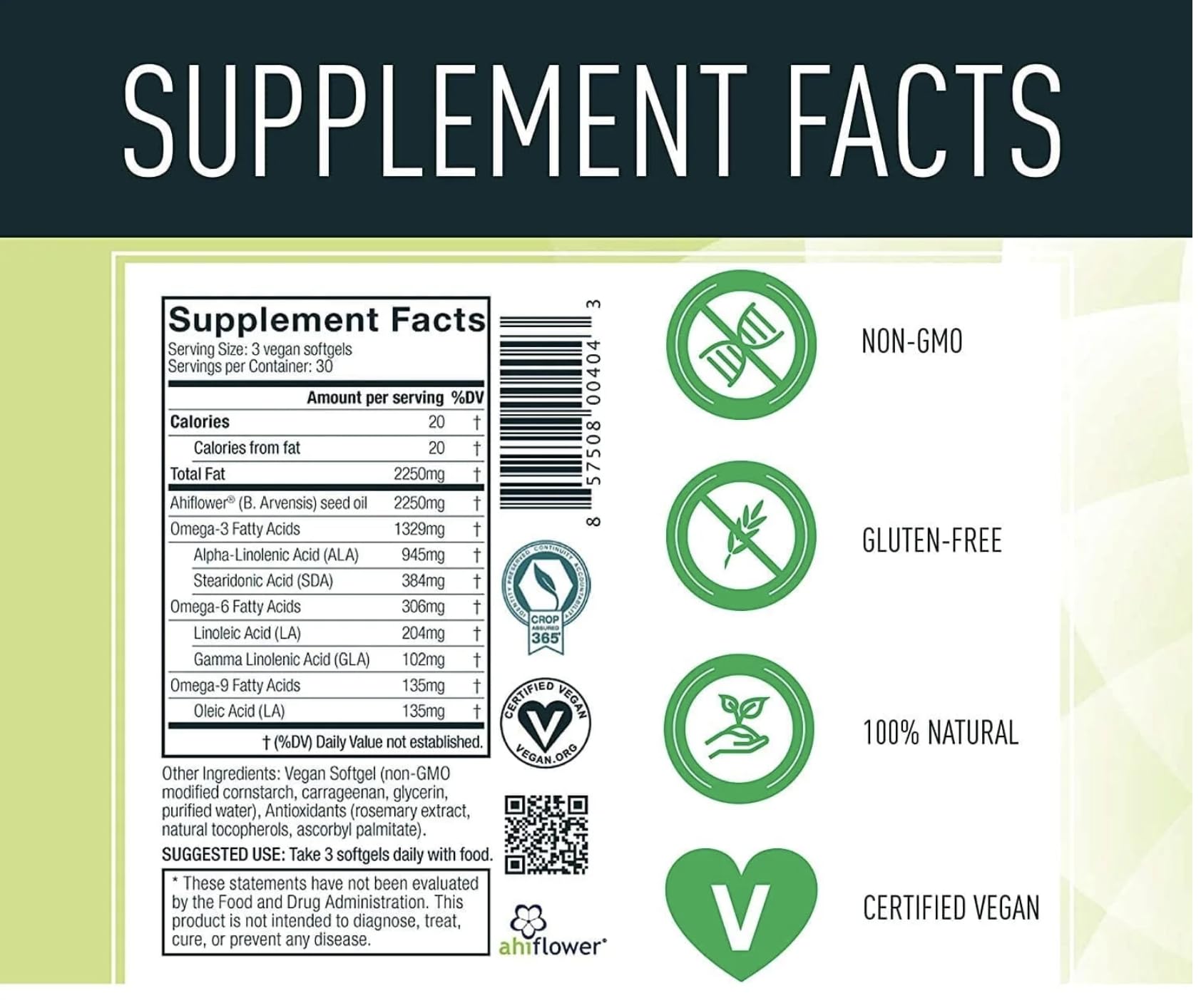 Vegan Fish Oil Alternative - Award Winning Omega 3, DHA, EPA and GLA Supplement - Plant Based Omegas - 4X Better Than Flax, Chia & Hemp - Contains GLA not Found in Algae - 90 Vegan softgels