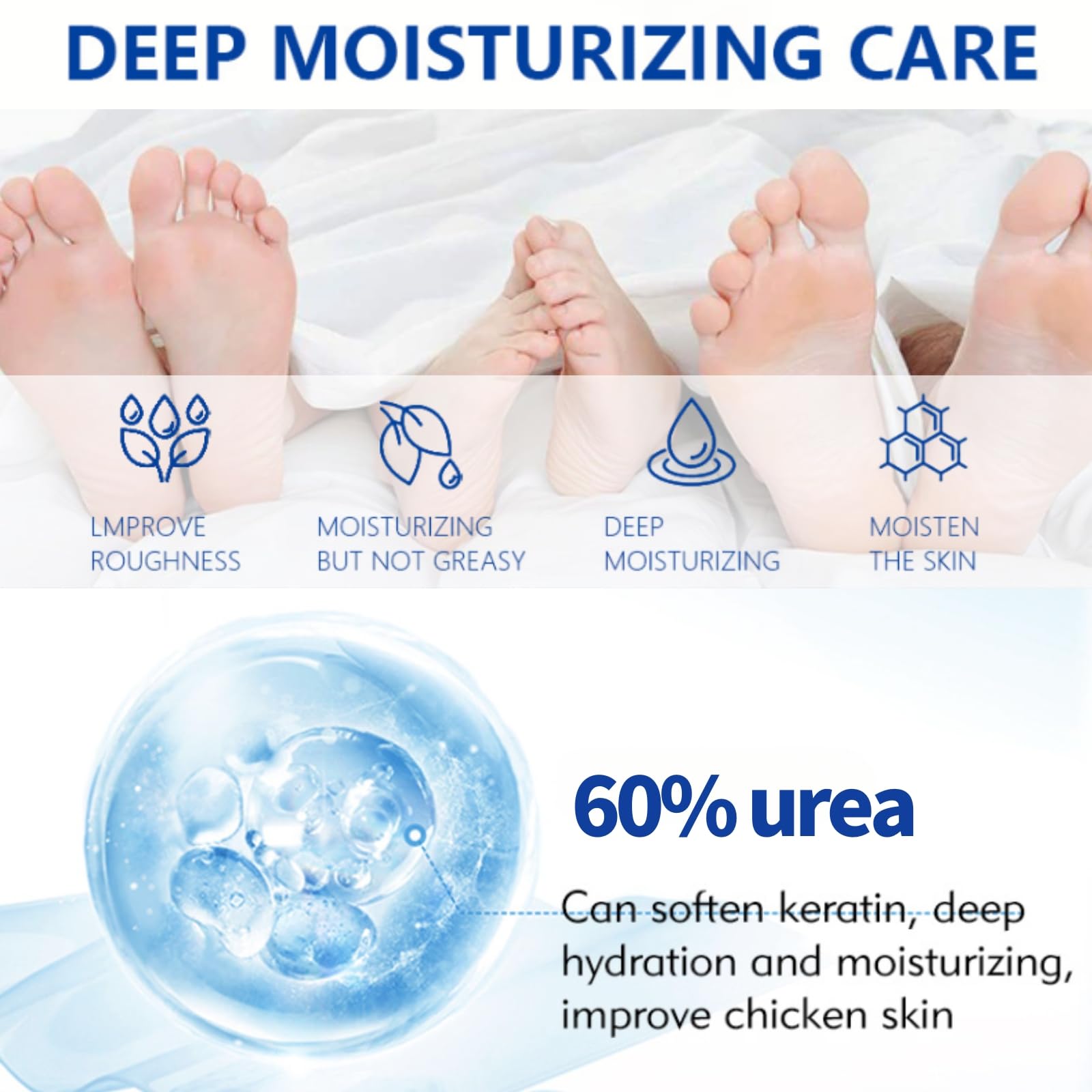100ml 60% Urea Cream - Cracked Heel Repair Cream For Feet and Hand - Foot Cream for Cracked Heels and Dry Skin - Urea Creams 60 Percent for Feet