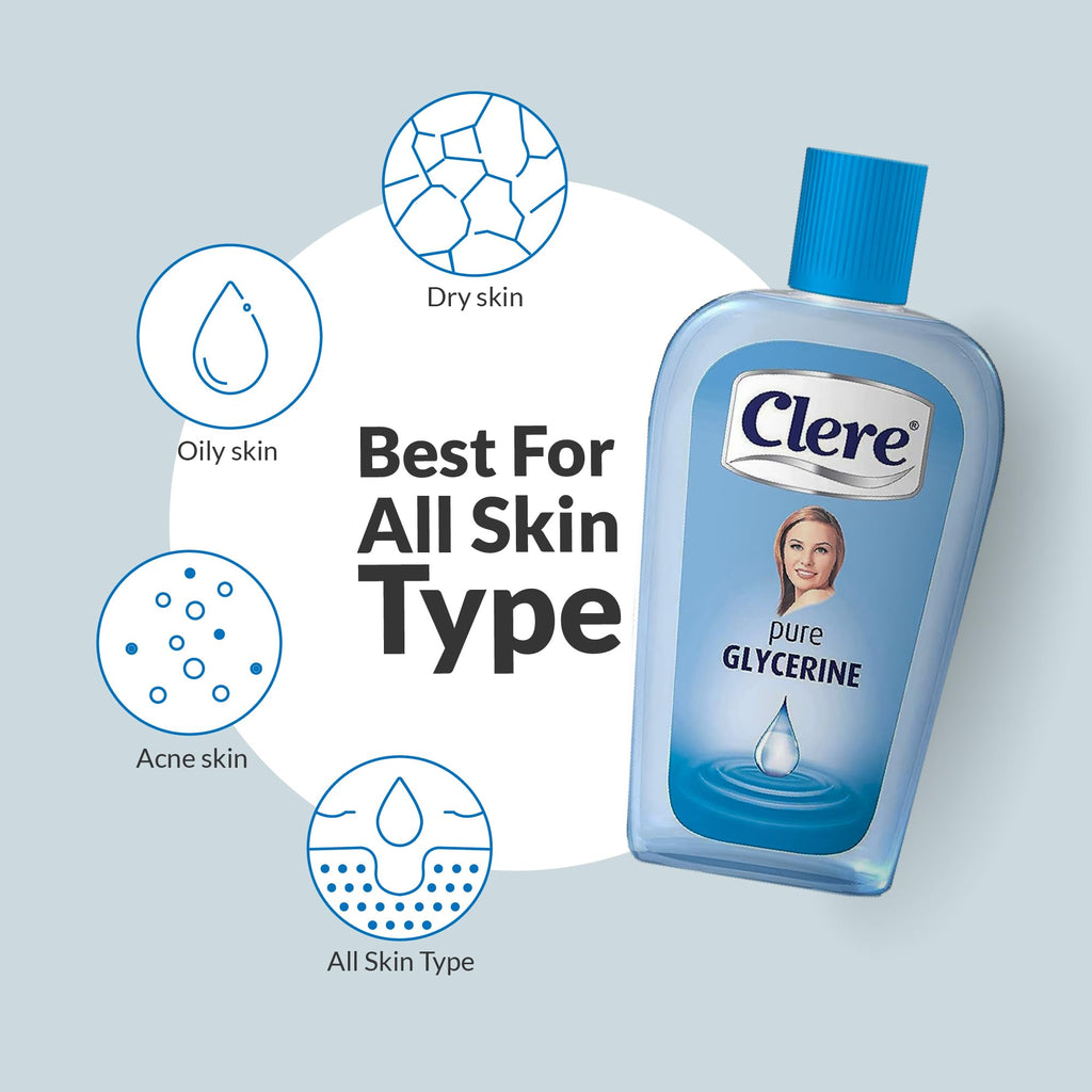 CLERE Pure Glycerine Liquid for Skin Moisturizing, Softening - 6.76 fl oz