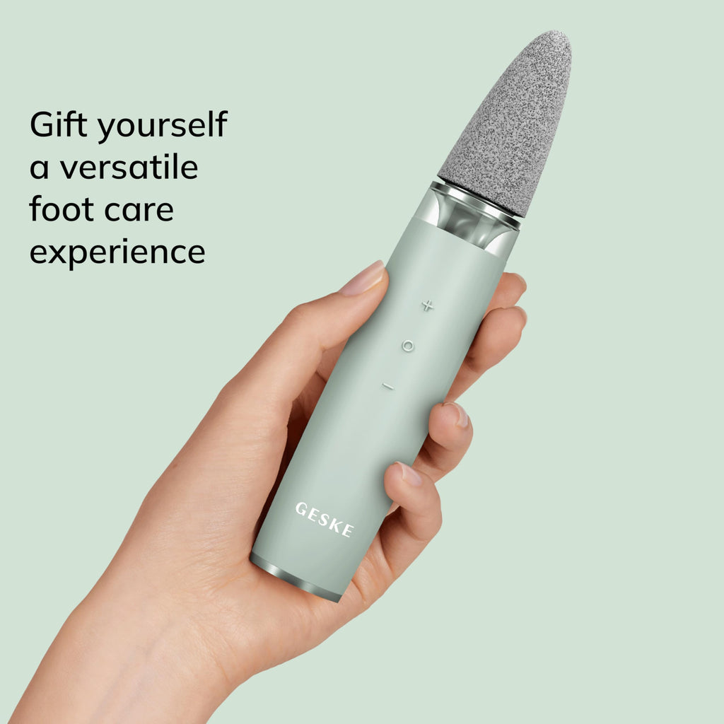 GESKE Electric Pumice Foot Smoothing Multi-Pen | 8 in 1 | Electric Foot File & Exfoliator | 3 Pumice Stone Attachments | for Smooth Feet | Advanced Callus Removal | for Your Pedicure Set