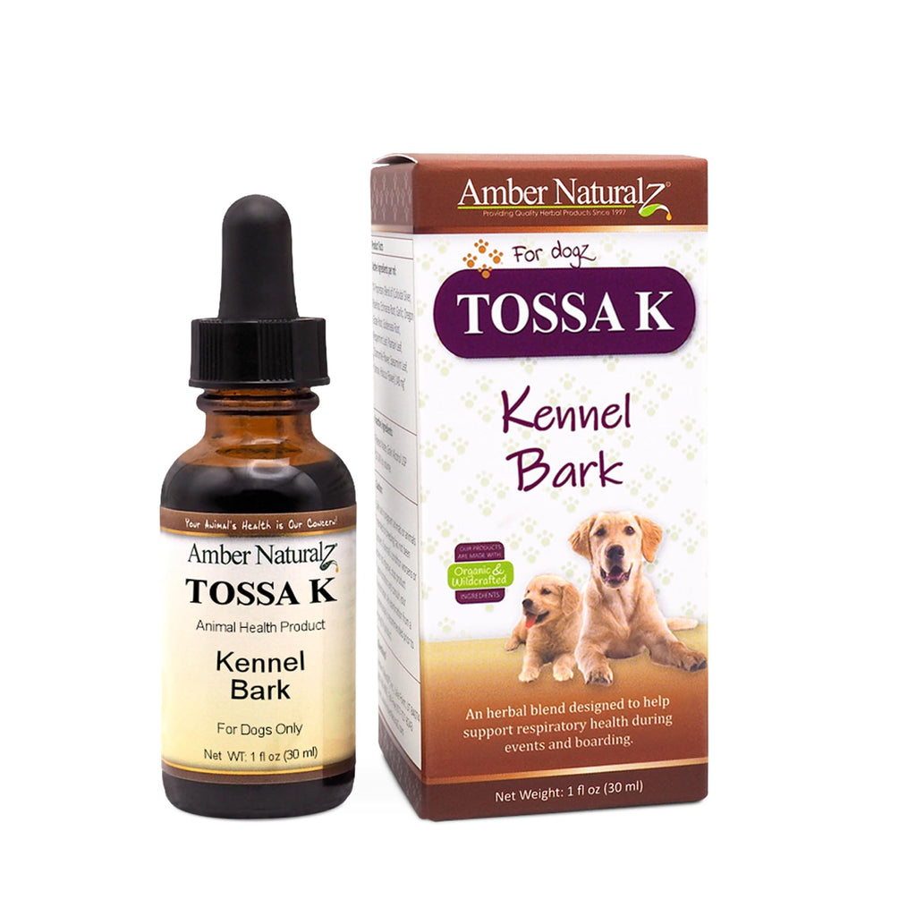 Amber NaturalZ Tossa K Kennel Bark Herbal Supplements for Dogs and Puppies | Canine Herbal Blend for Respiratory Health | 1 Fluid Ounce Glass Bottle | Globally Sourced Ingredients | Made in the USA