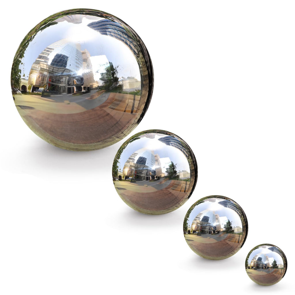 yarlung Set of 10 Stainless Steel Gazing Balls, 50-150 mm Garden Mirror Globe Floating Pond Sphere, Silver Polished Hollow Ball Reflective Ornament for Home Yard Outdoor Lawn Decoration