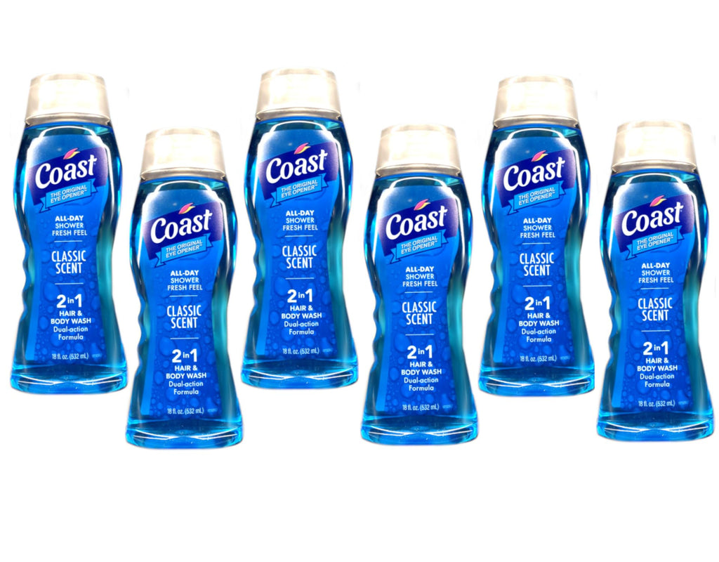 Coast 2 in 1 Hair & Body Wash Classic Scent 18 Oz. - (Pack of 6)