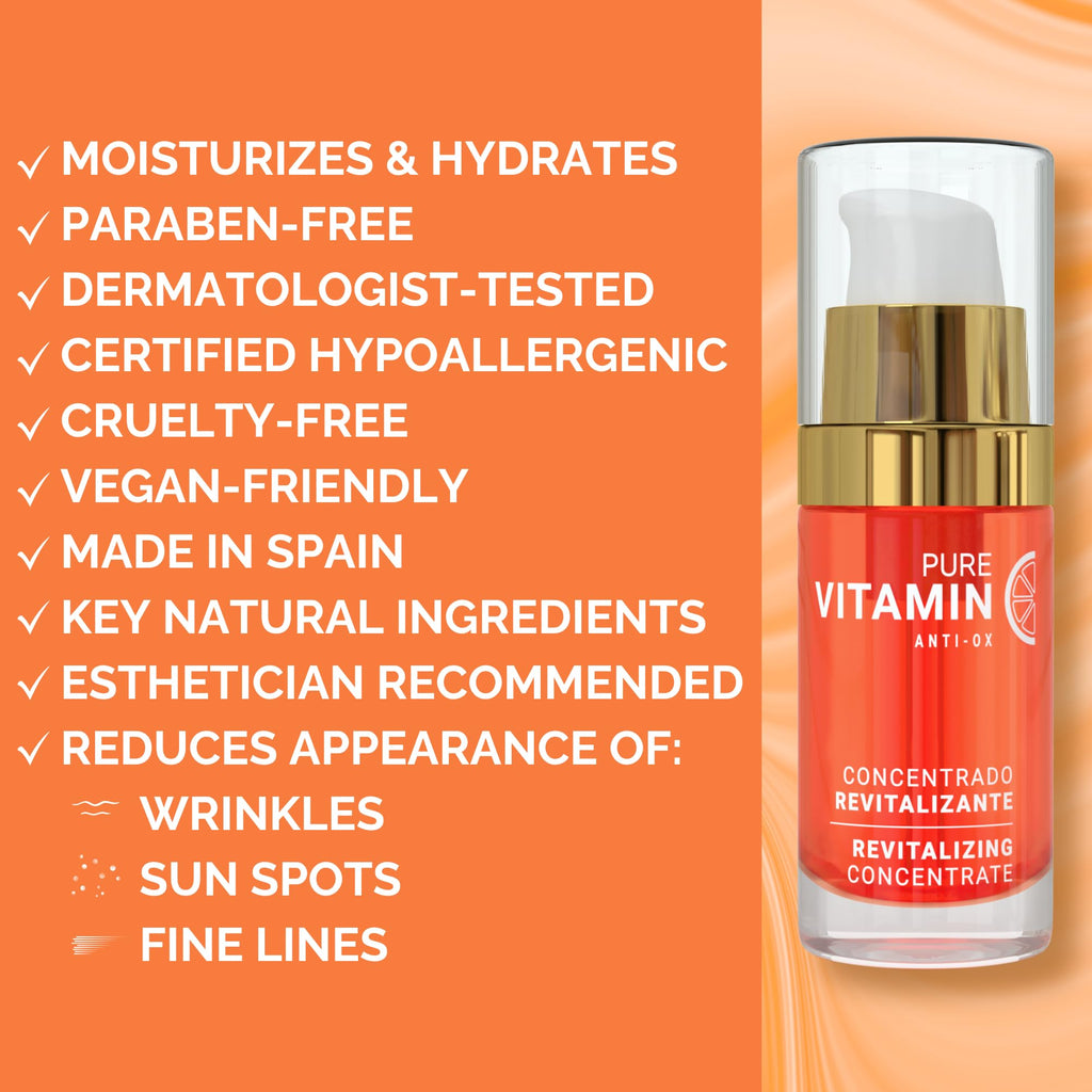 Noche Y Dia Vitamin C Serum for Mature Skin - Made in Spain - Anti Aging Formula Hydrates, Moisturizes, Firms - Targets Sun Spots, Fine Lines, Wrinkles - 30mL (1 fl oz)
