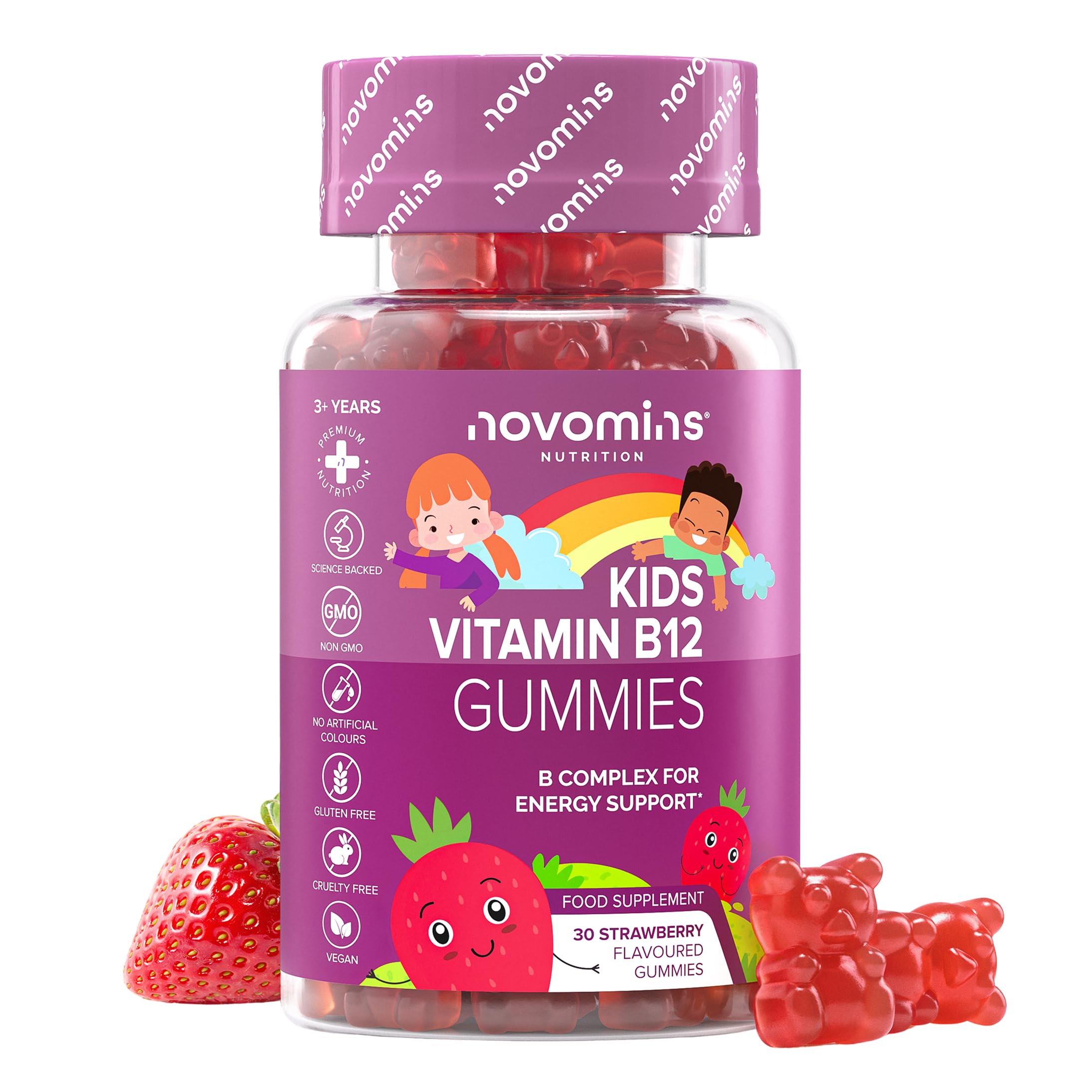 Vitamin B12 for Kids | 30 Gummies | Vitamin B Complex | Novomins