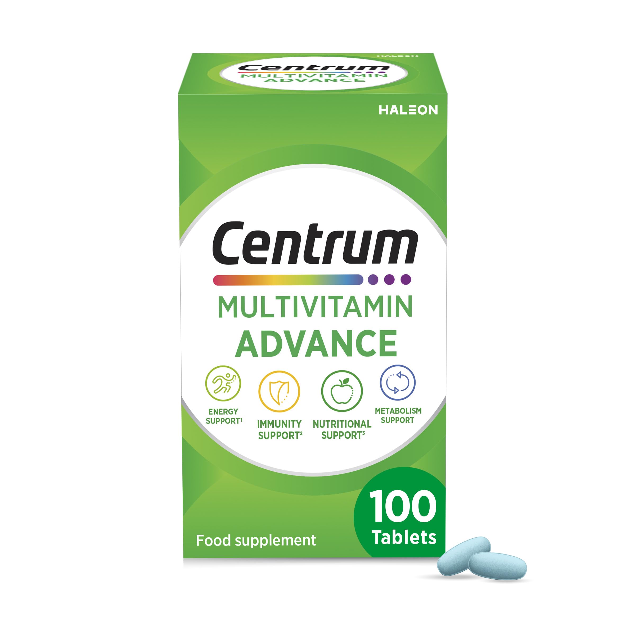 Centrum Advance Multivitamin & Mineral Supplements, 24 Essential nutrients Including Vitamin D, C, Calcium, Daily Multivitamin Tablets, 100ct (Packaging May Vary)