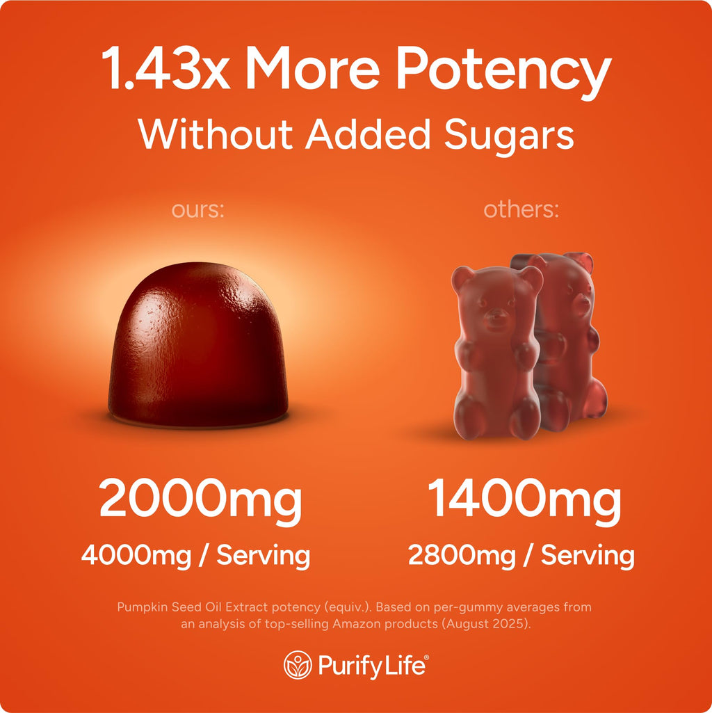 Sugar-Free Pumpkin Seed Oil Gummies (4,000mg/serving) Pumpkin Seed Oil for Hair Growth, Youthful Skin, Prostate Health, Immune & Urinary Tract Support-Natural Source of Essential Fatty Acids, 60ct